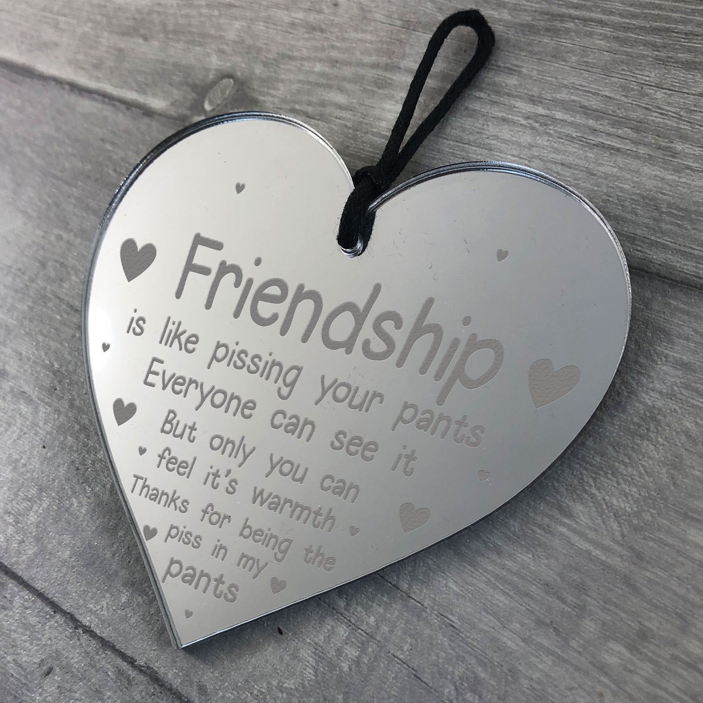 Funny Friendship Plaque Best Friend Gift Engraved Heart Thankyou