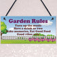 Cool Garden Rules Sign Hanging Shed Summerhouse Plaque Garden