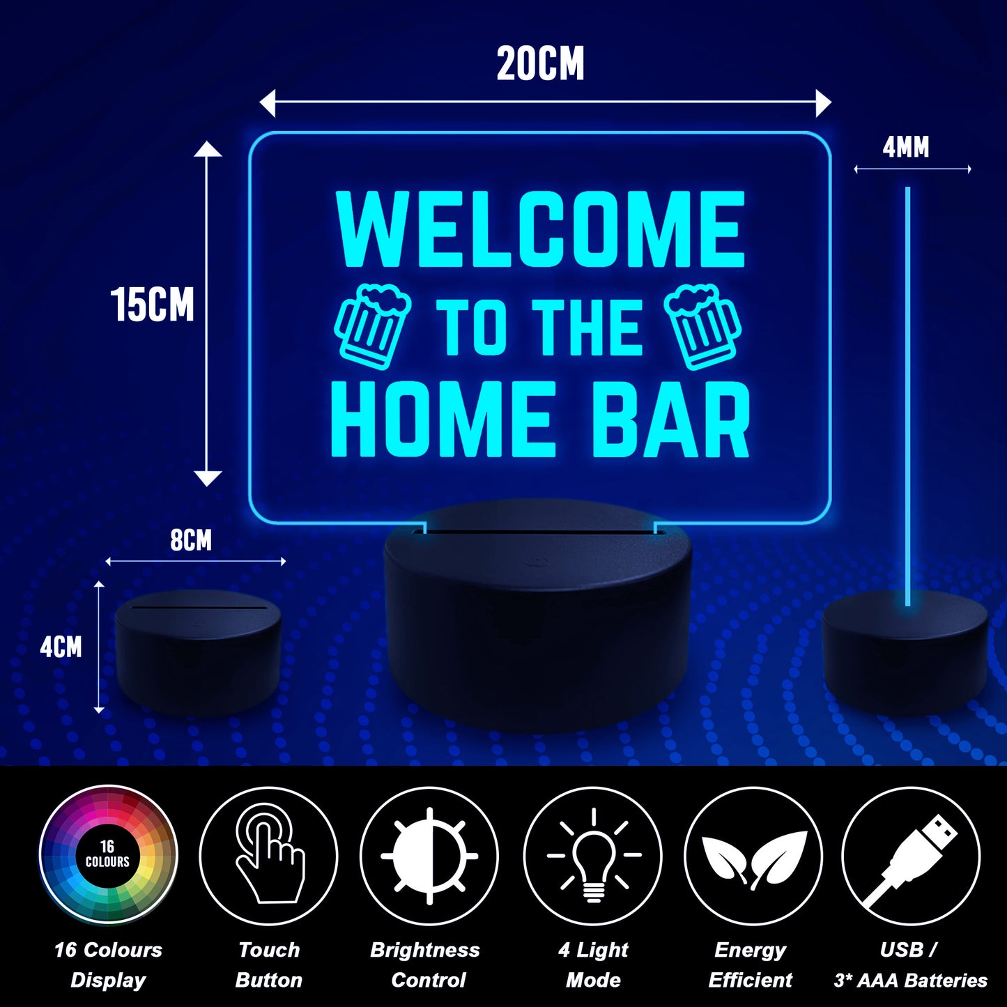 LED Home Bar Sign Neon Light Up Plaque For Home Bar Man Cave