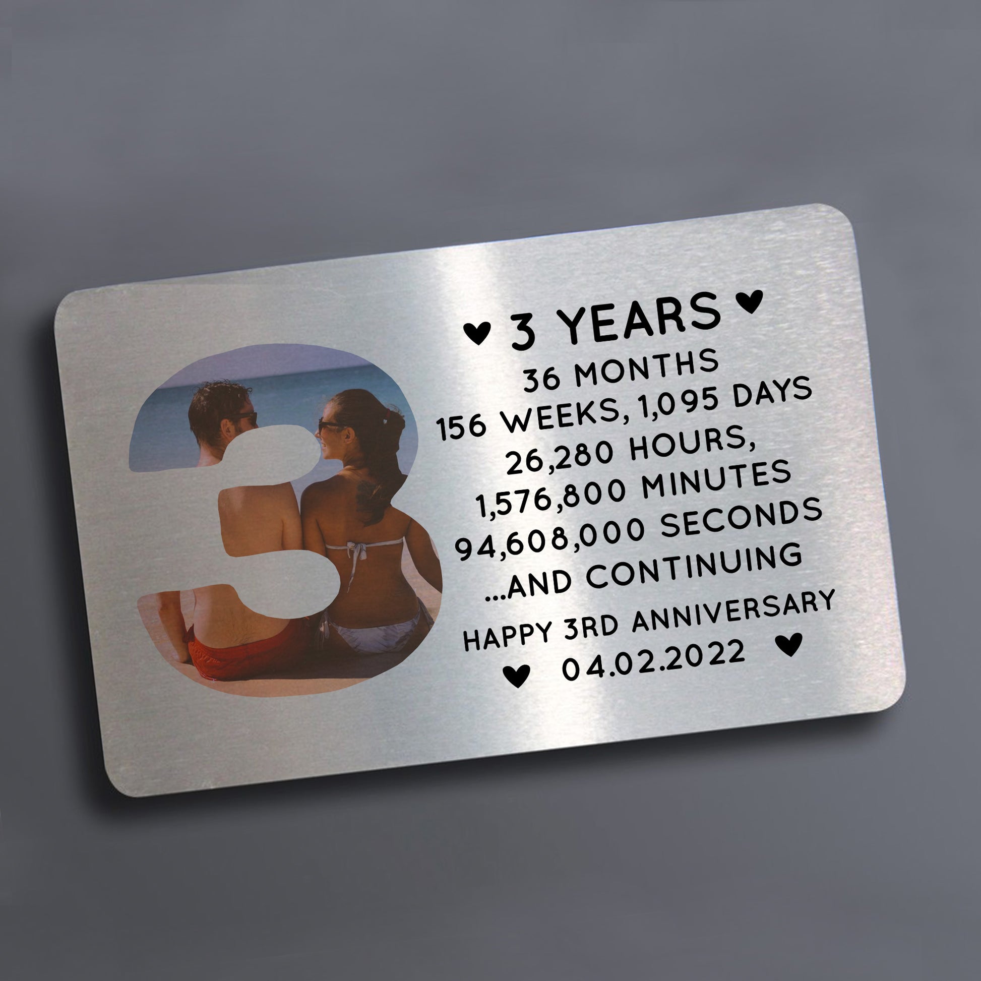 3rd Anniversary Gift Personalised Card Gift For Husband Wife – Red