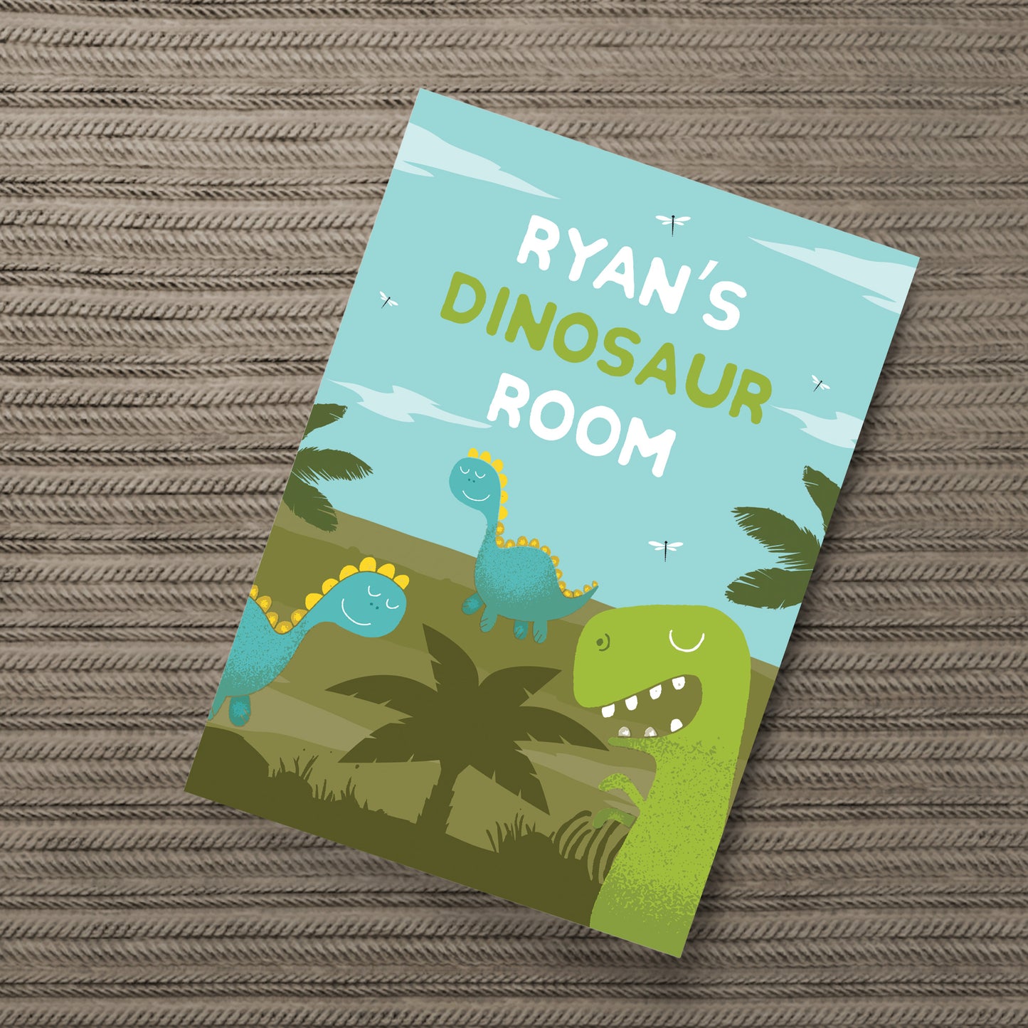 Personalised Boys Bedroom Sign Dinosaur Print Nursery Decor Boy