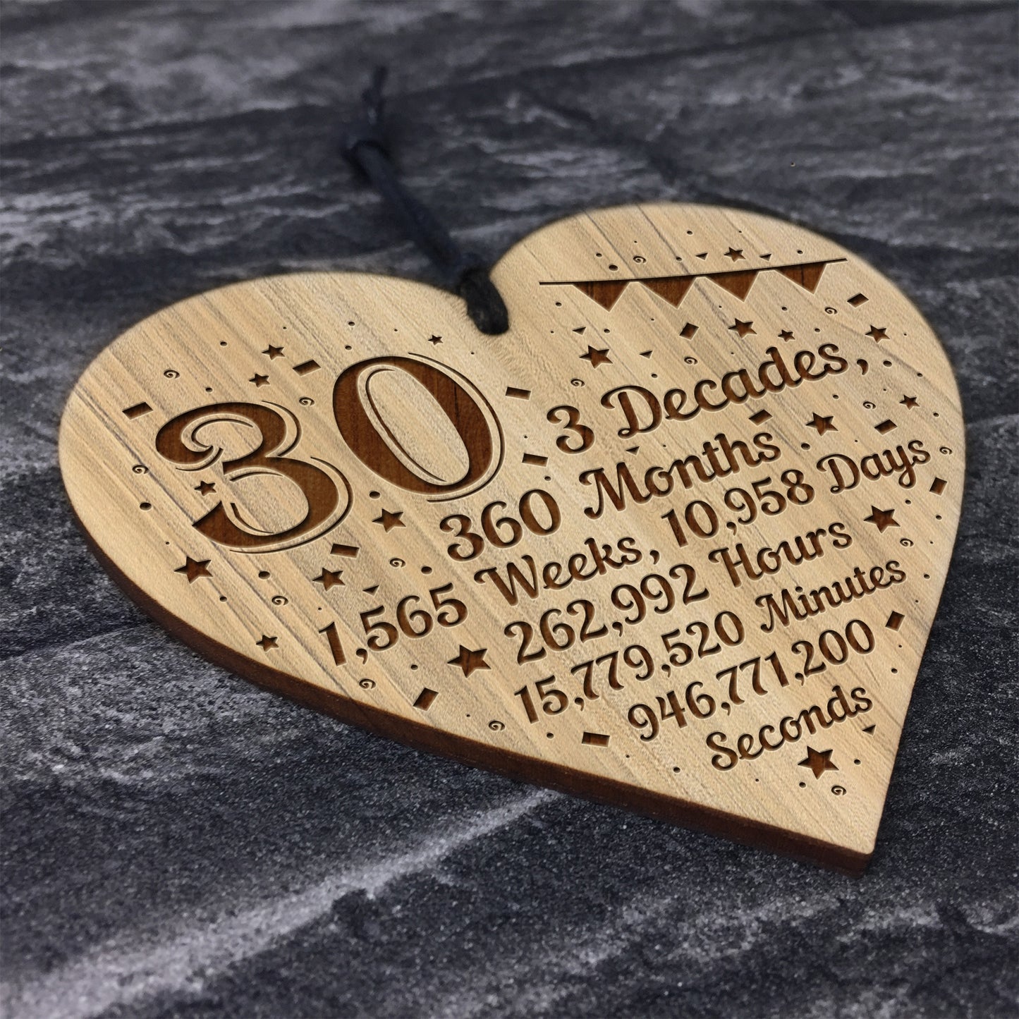 Funny 30th Birthday Gift For Him Her Engraved Wood Heart