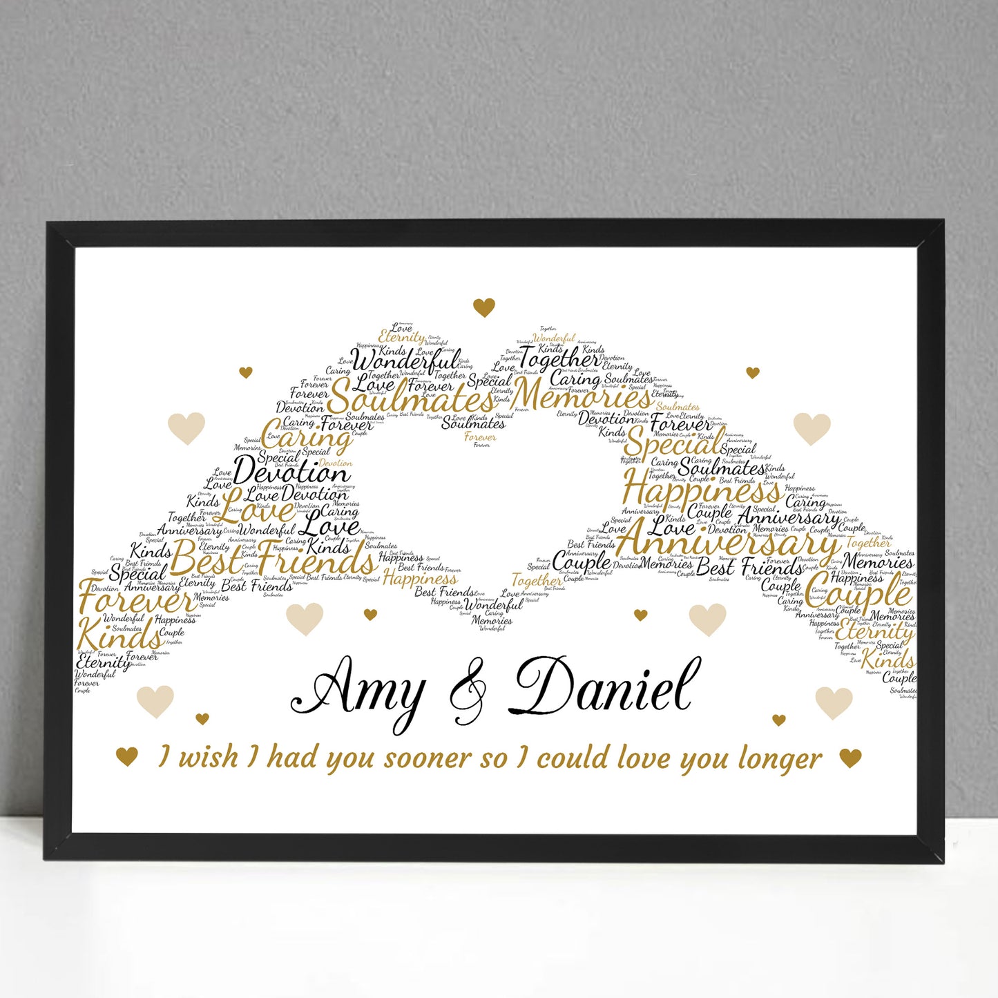 Personalised Word Art Wedding Anniversary Print Frame Gift