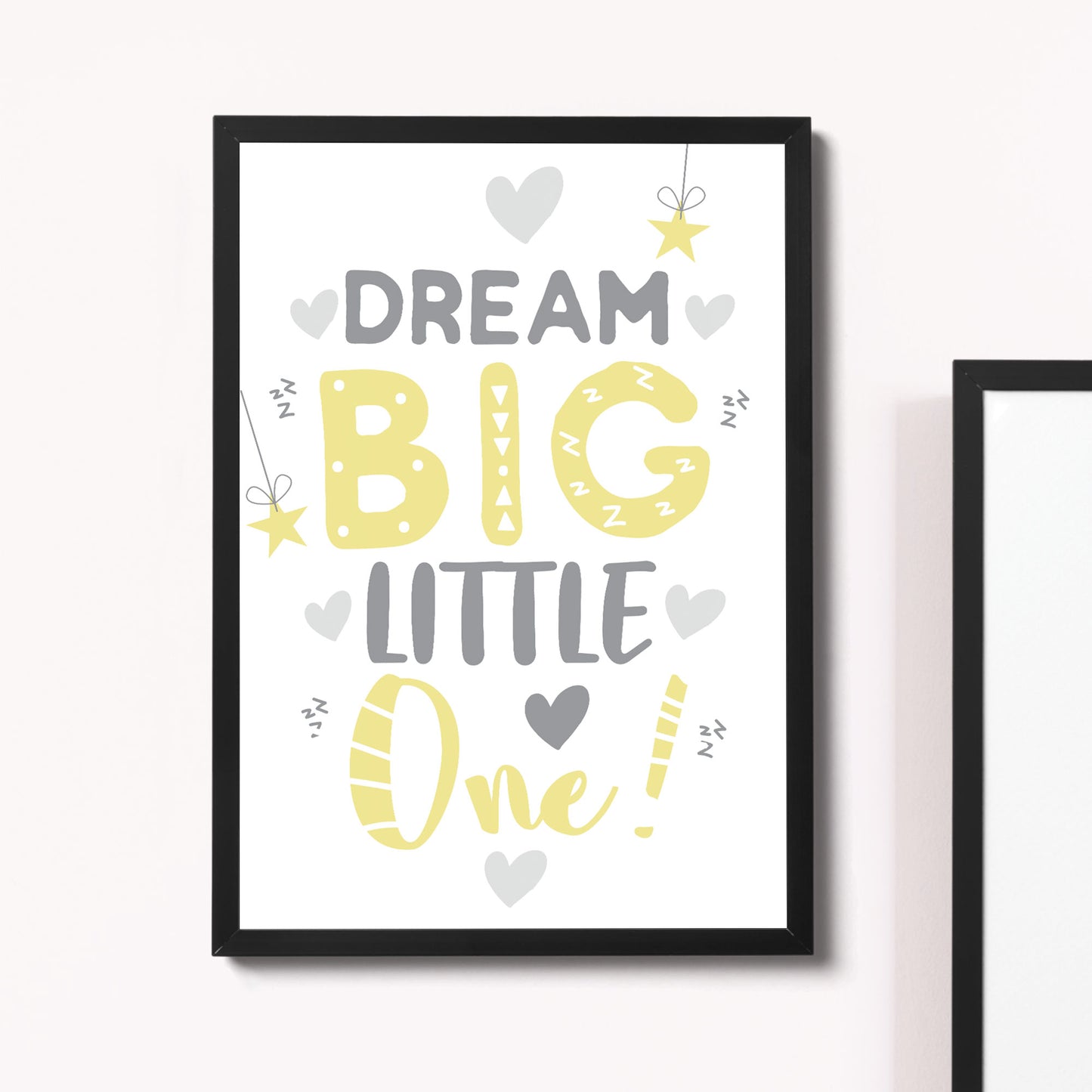Grey Yellow Nursery Framed Prints Wall Art Picture For Baby Room