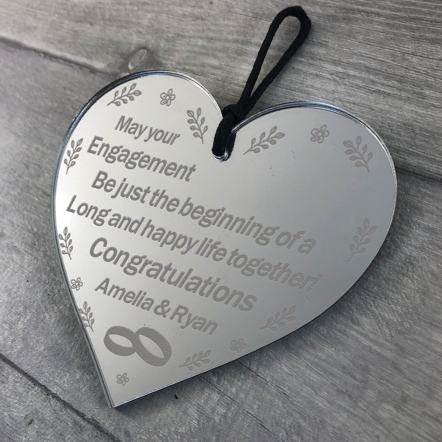 Engagement Personalised Gift Congratulations Engraved Mirror