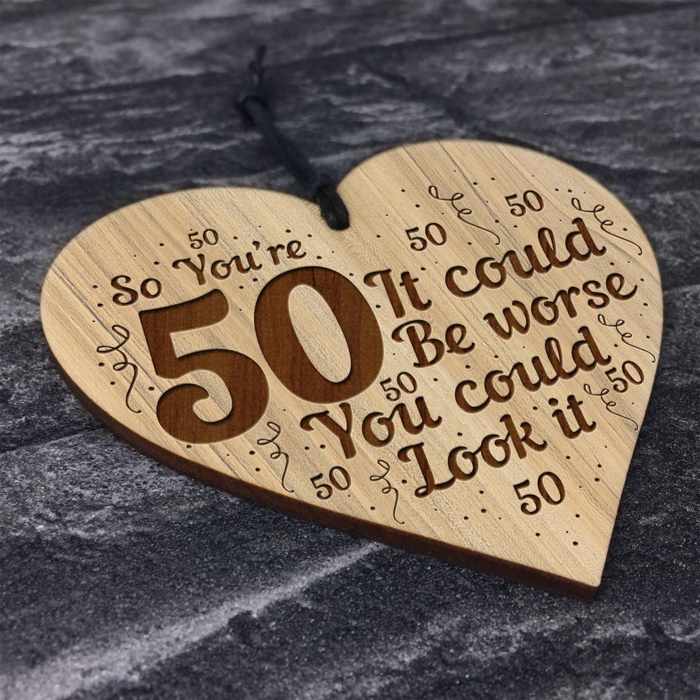 50th Birthday Gift For Men Women Funny Engraved Heart