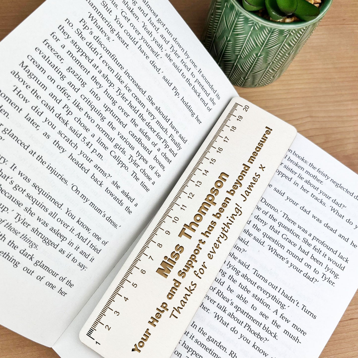Personalised Thank You Teacher Gift Wood Bookmark Teaching