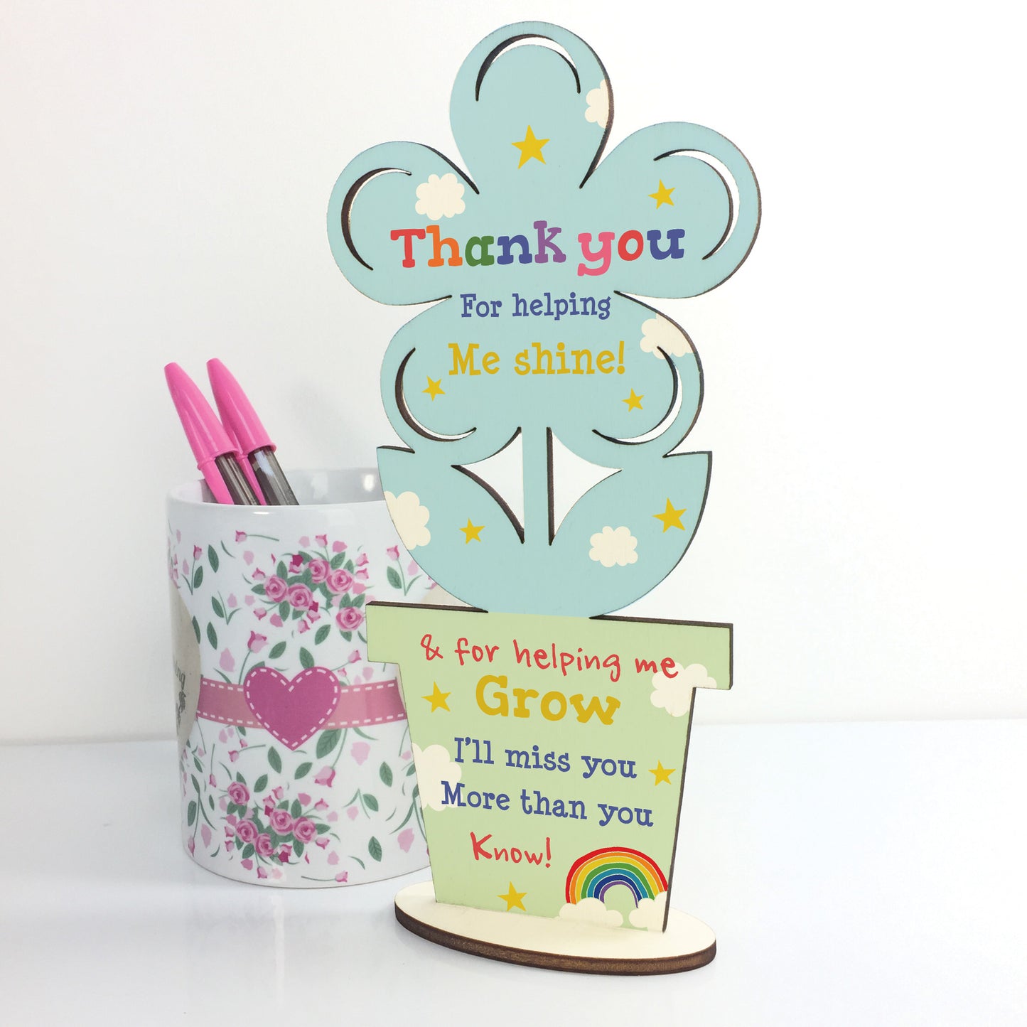 Thank You Wooden Flower Gift For Teacher And Assistant Leaving