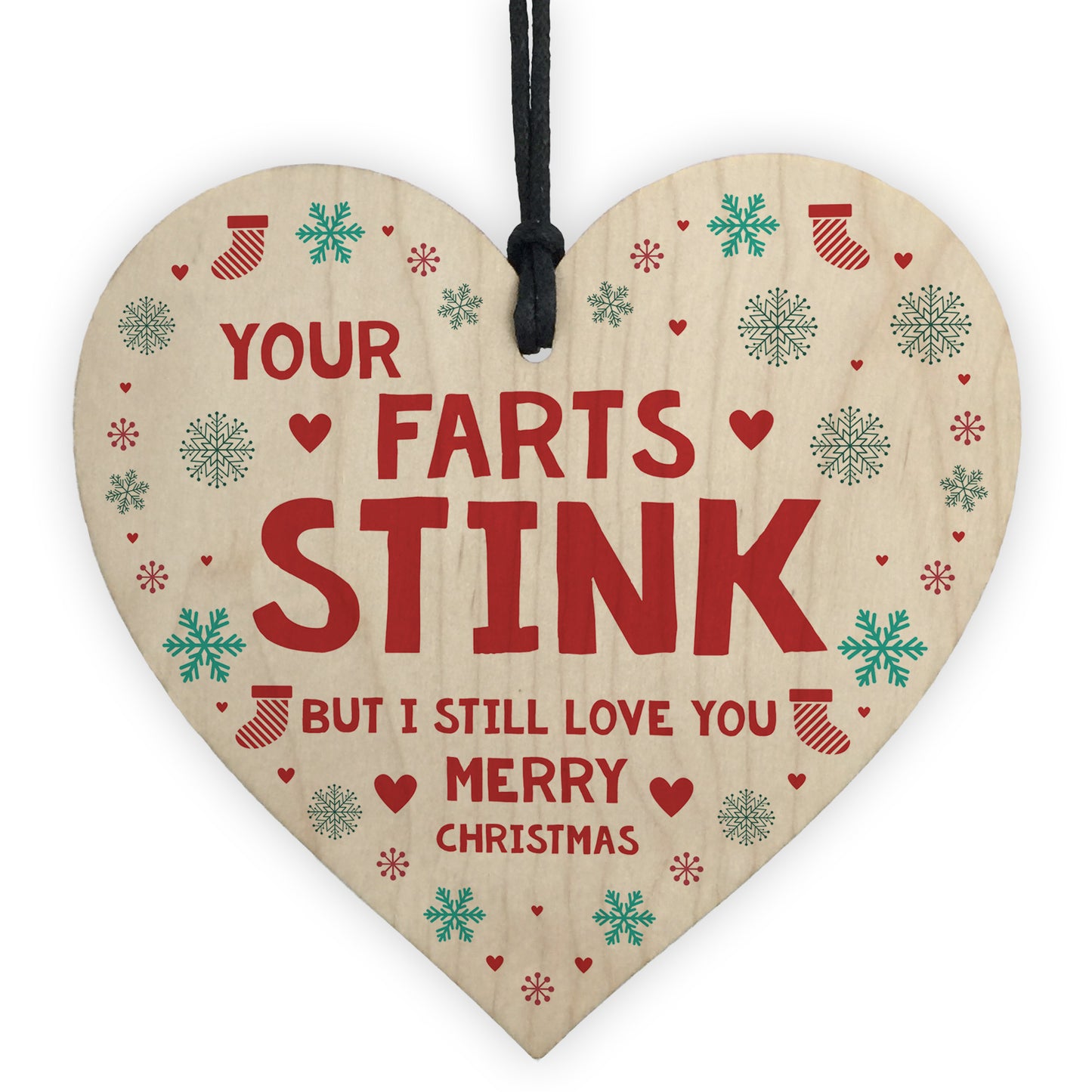 Christmas Card and Wooden Heart Gift For Boyfriend Husband Funny