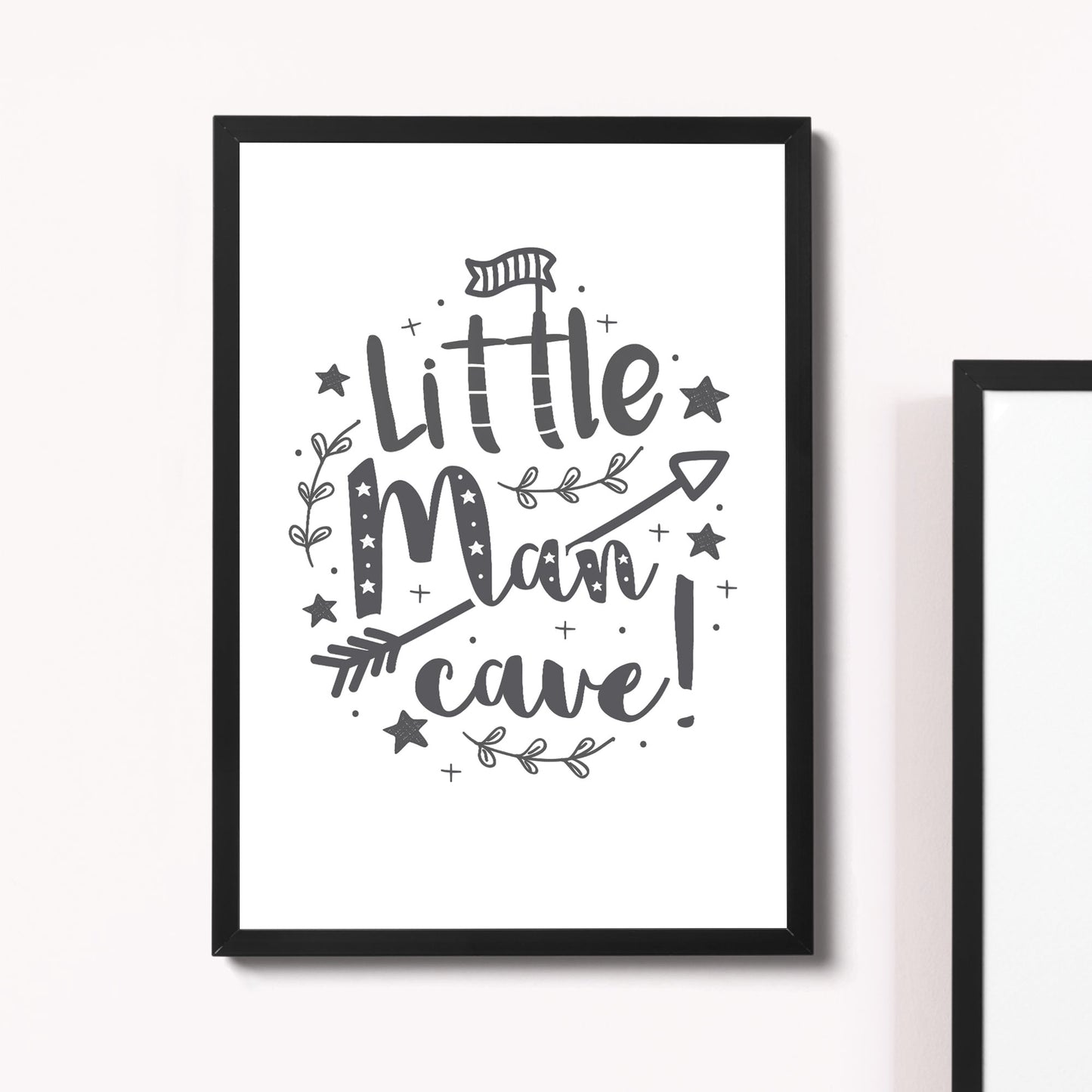Little Man Cave White Grey Nursery Prints / Baby Boys Room Art
