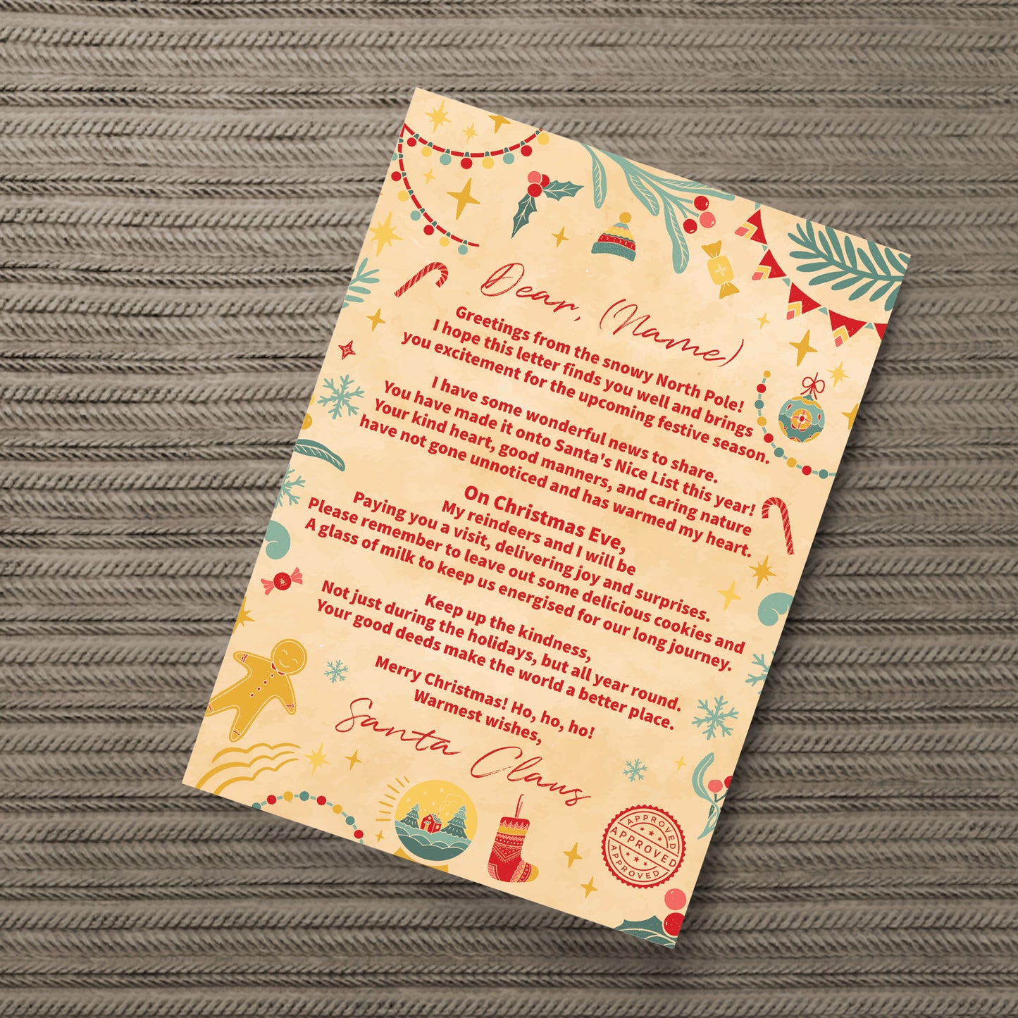 Letter From Santa Personalised Christmas Nice List Certificate
