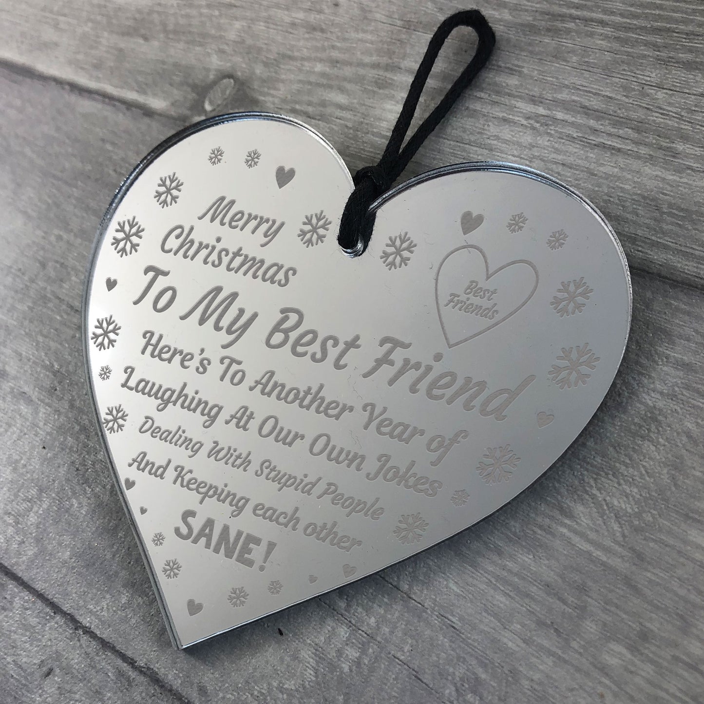 BEST FRIEND GIFT Engraved Heart Friendship Gift Funny Christmas