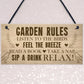Garden Rules Sign Hanging Door Wall Plaque Outdoor Plaques