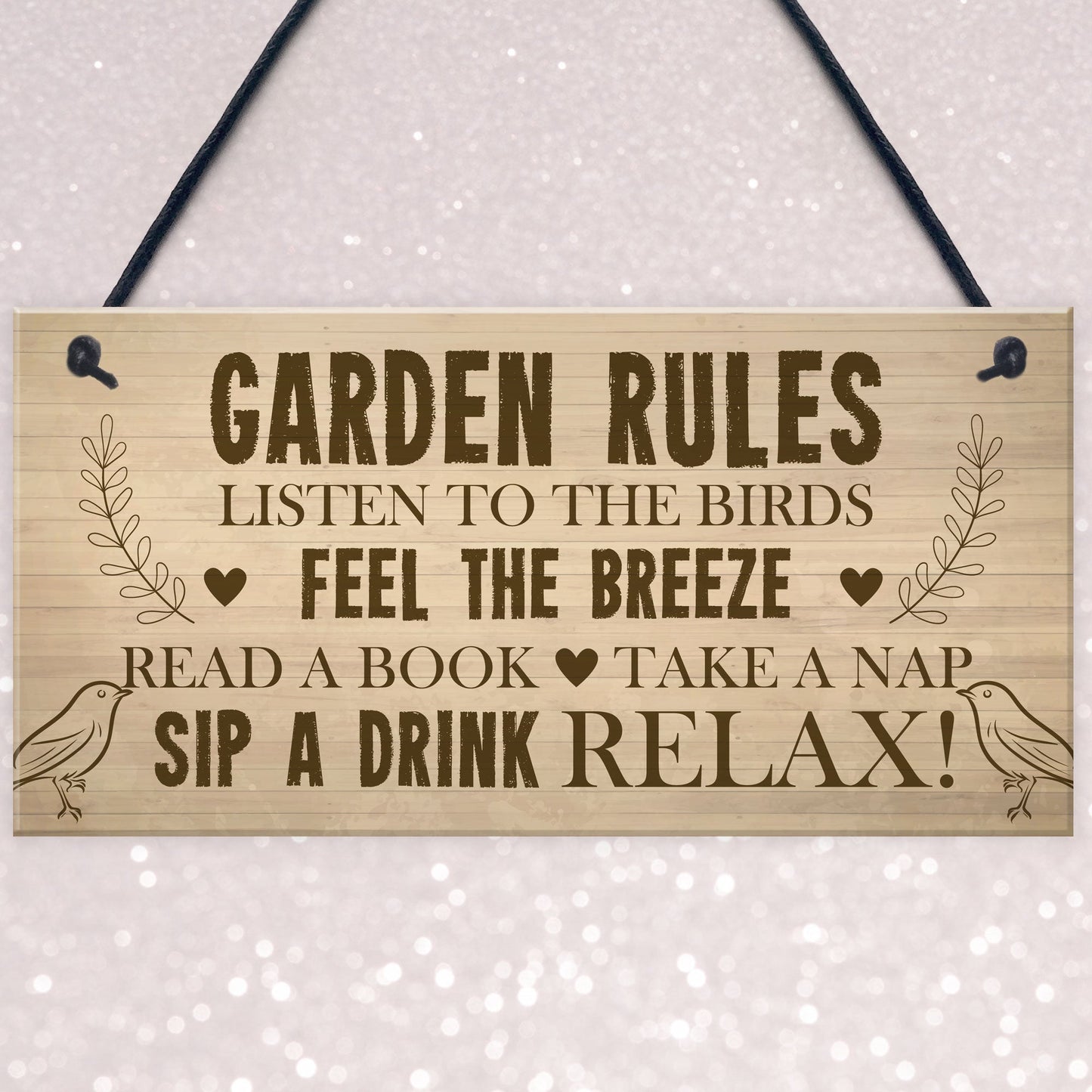 Garden Rules Sign Hanging Door Wall Plaque Outdoor Plaques