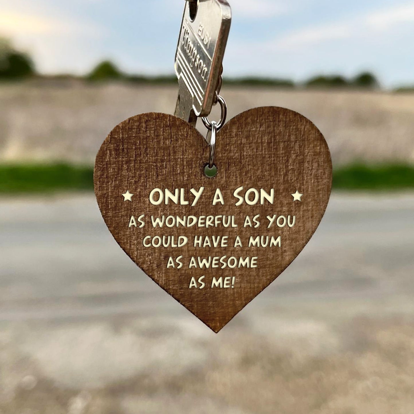 Son Gifts From Mum Novelty Wood Engraved Keyring Funny Gifts