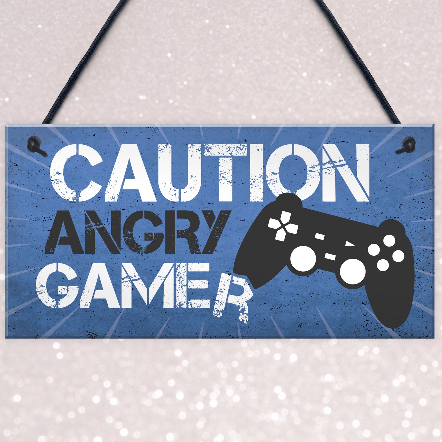 Blue Gaming Sign Hanging Door Plaque Gamer Gift Boys Bedroom