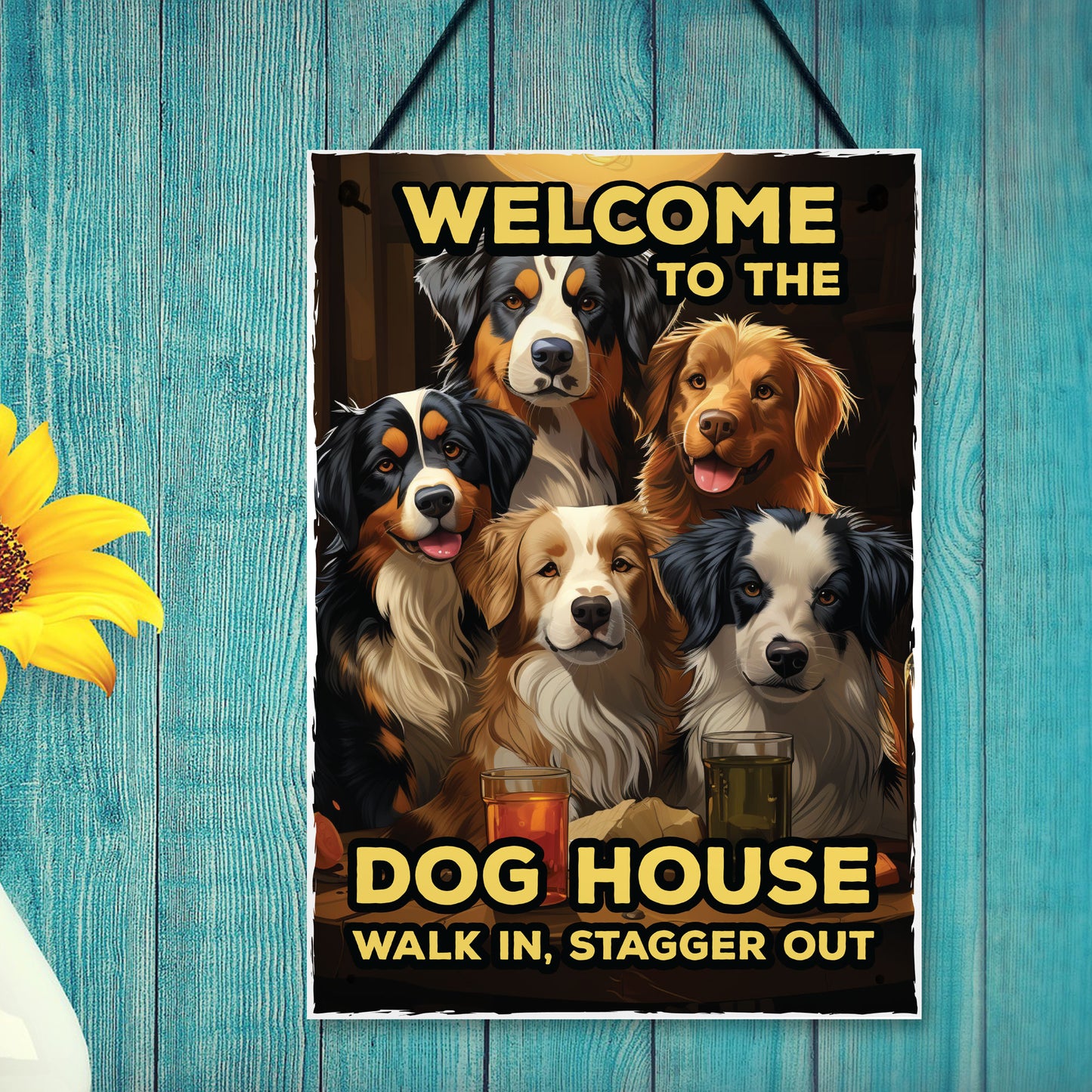 FUNNY Welcome To The Dog House Bar Sign Home Bar Sign Gift