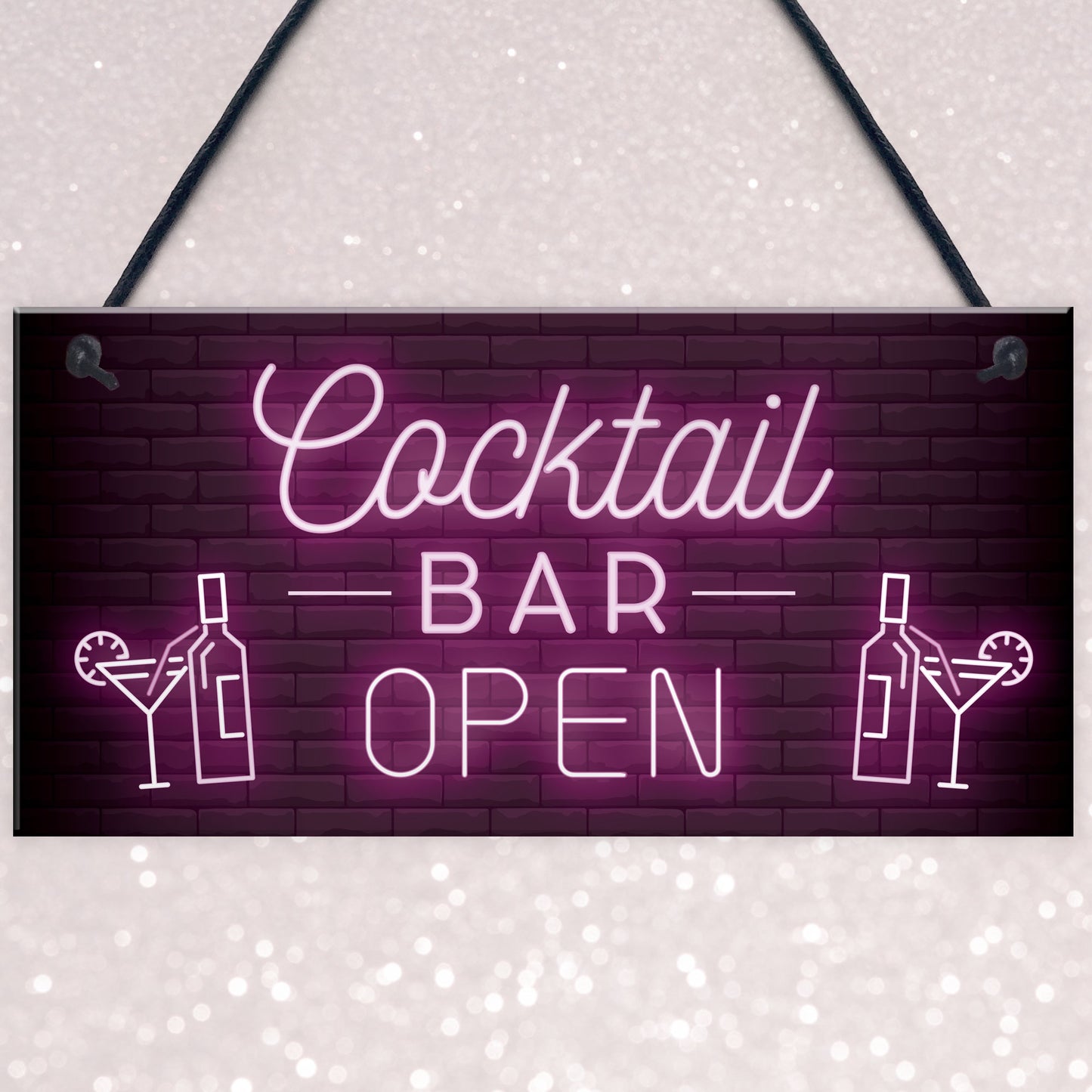 Cocktail Bar OPEN Hanging Home Bar Man Cave Decor Sign Garden