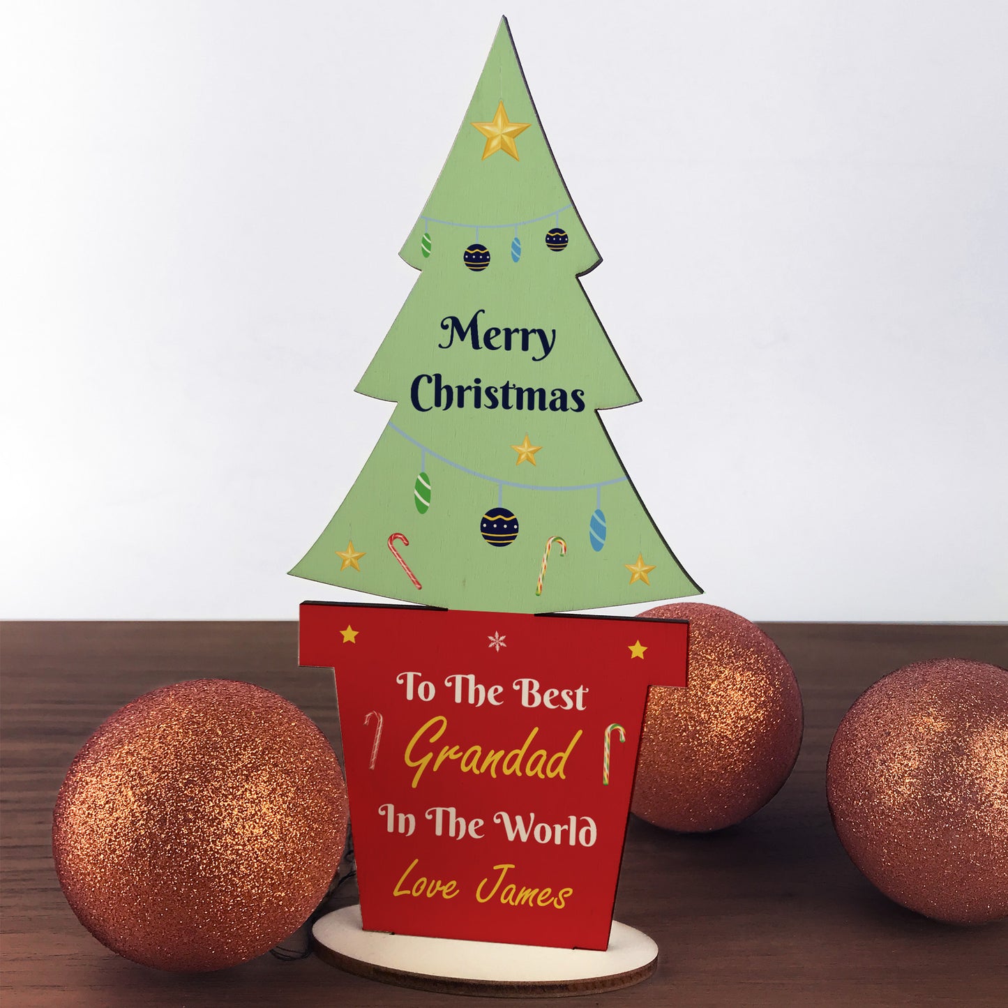 Christmas Gift For Grandad Wood Standing Christmas Tree