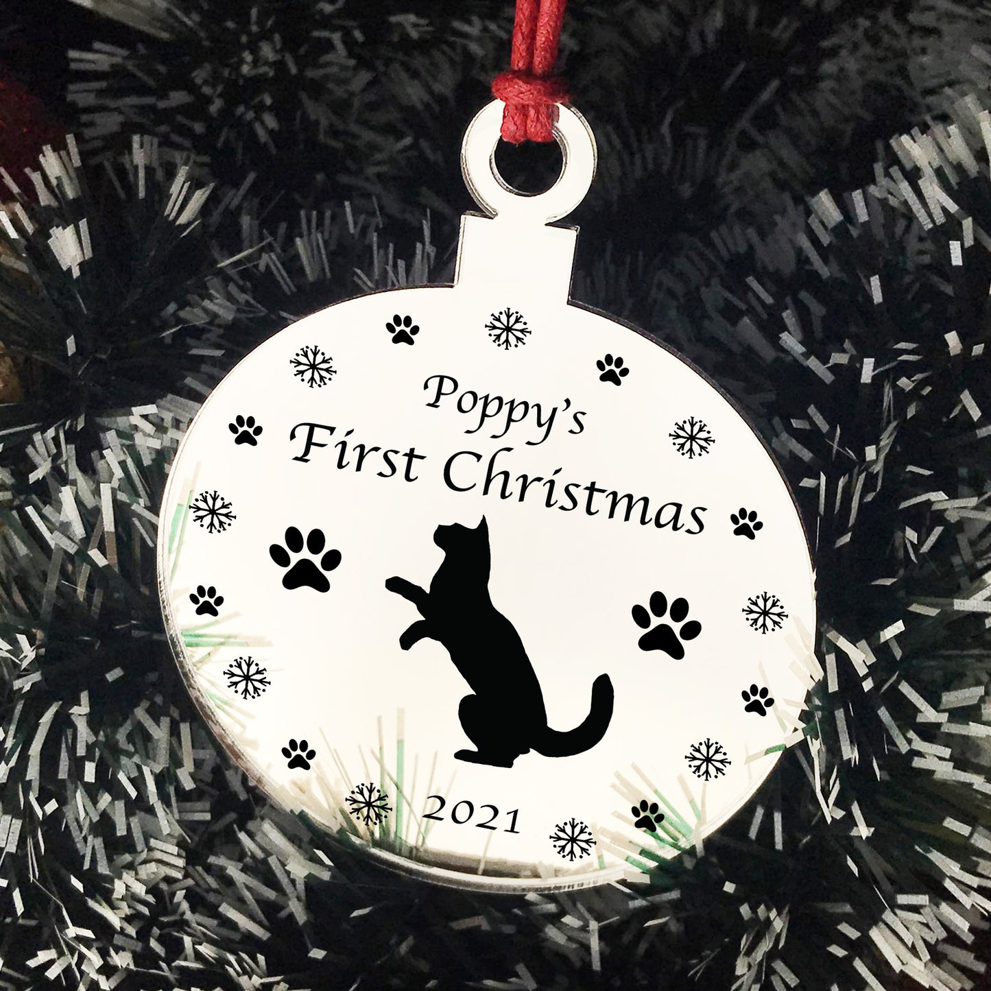First Christmas With Cat Kitten Personalised Christmas Decor