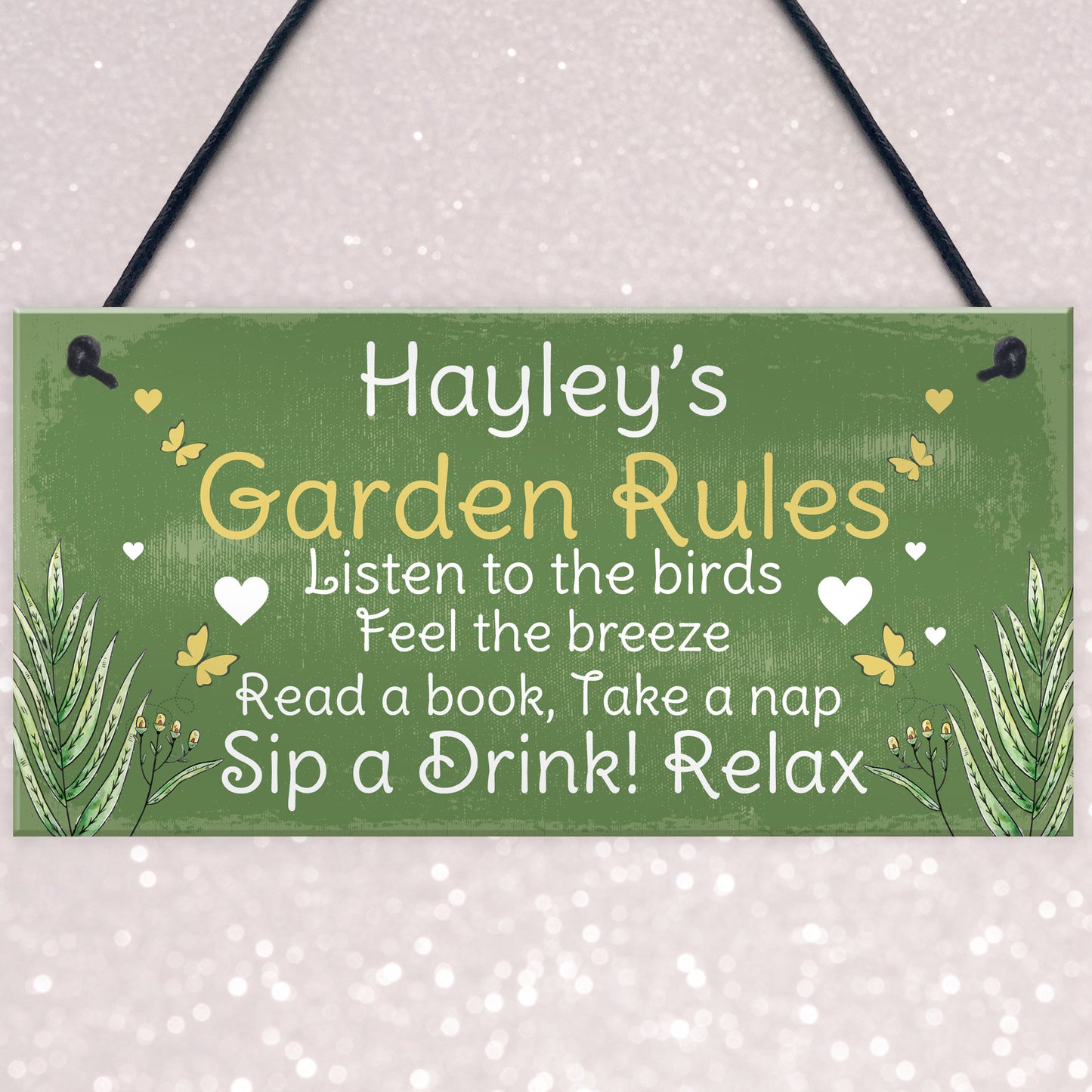 PERSONALISED Garden Sign Garden Rules Plaque Summer House Sign