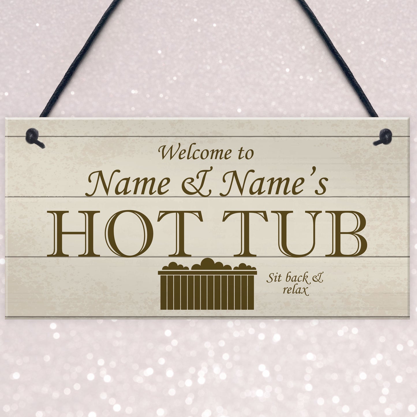 Shabby Chic HOT TUB Sign Personalised Garden Shed Summerhouse
