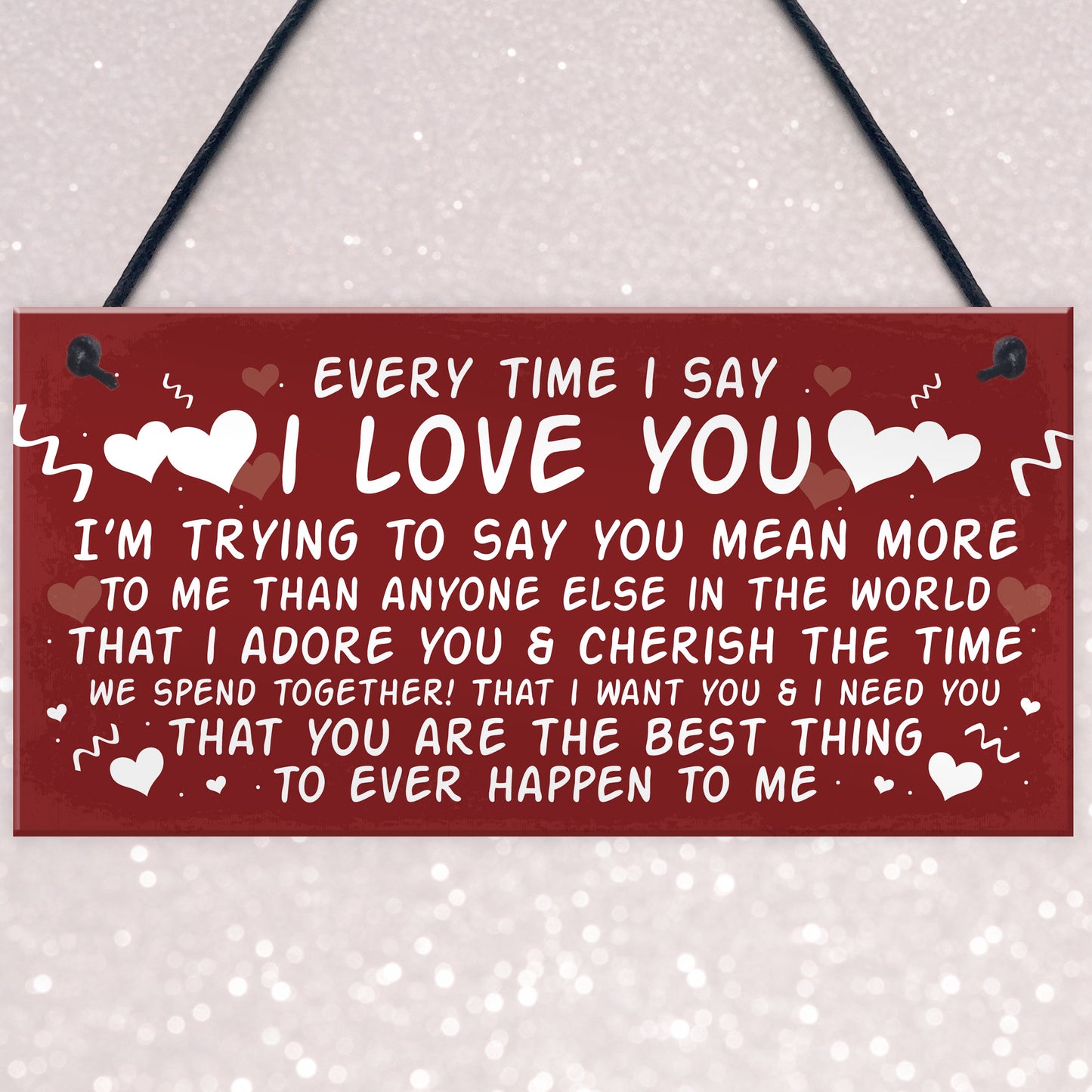 Love You Plaque Hanging Plaque Anniversary Valentines Day Gift