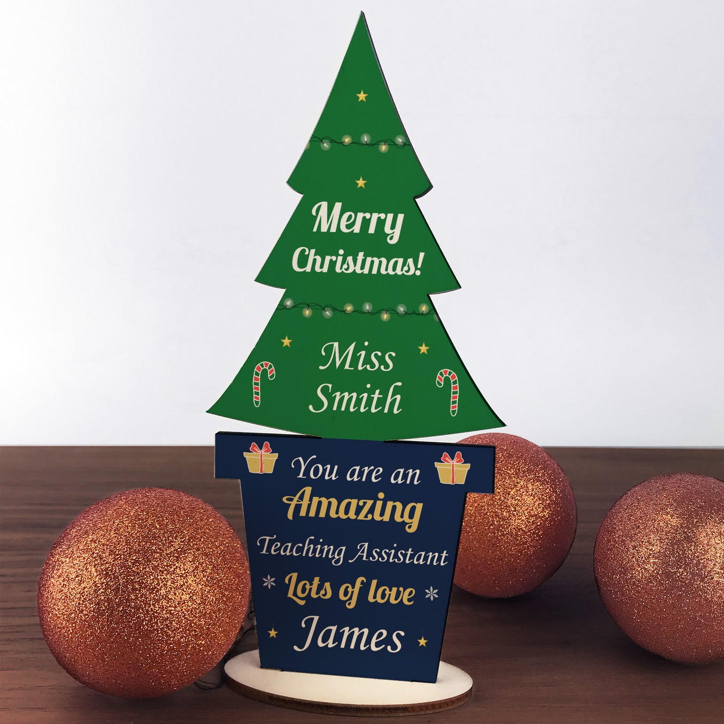 Christmas Gift For Teaching Assistant Wooden Tree Personalised