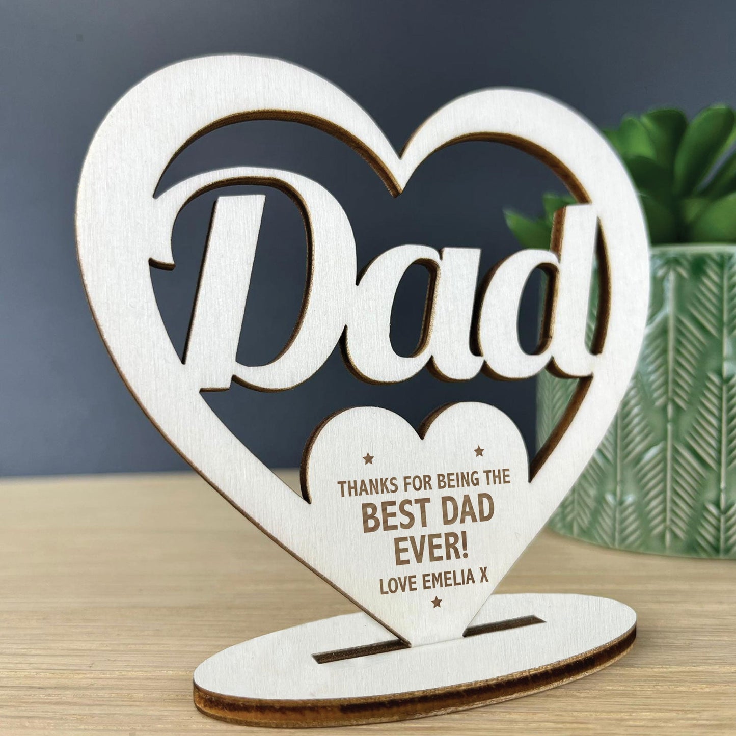 Dad Gifts Birthday Fathers Day Personalised Freestanding Heart