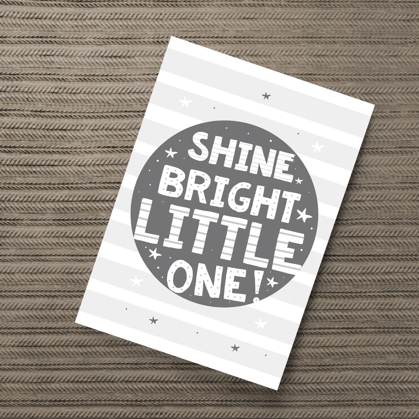 Grey Nursery Print Shine Bright Child Baby Room Picture Wall Art