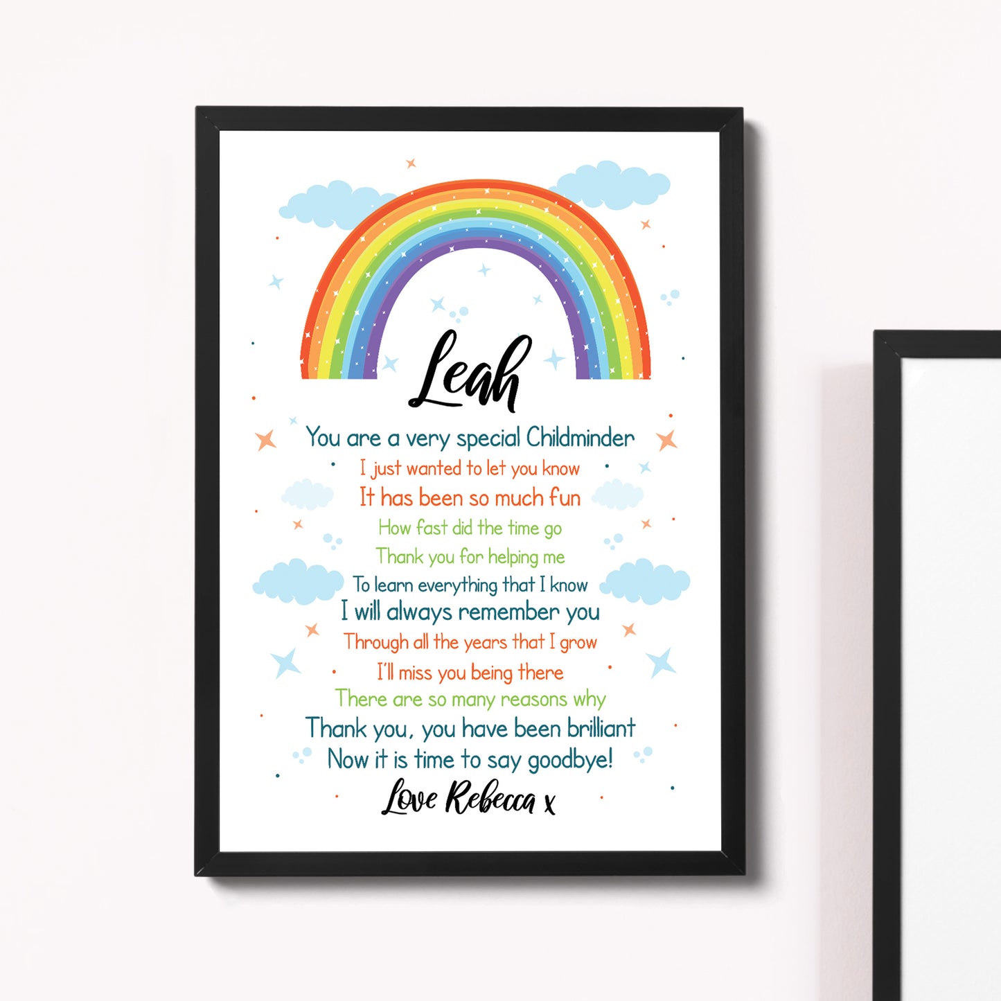 Personalised Rainbow Childminder Thank You Teacher Gift