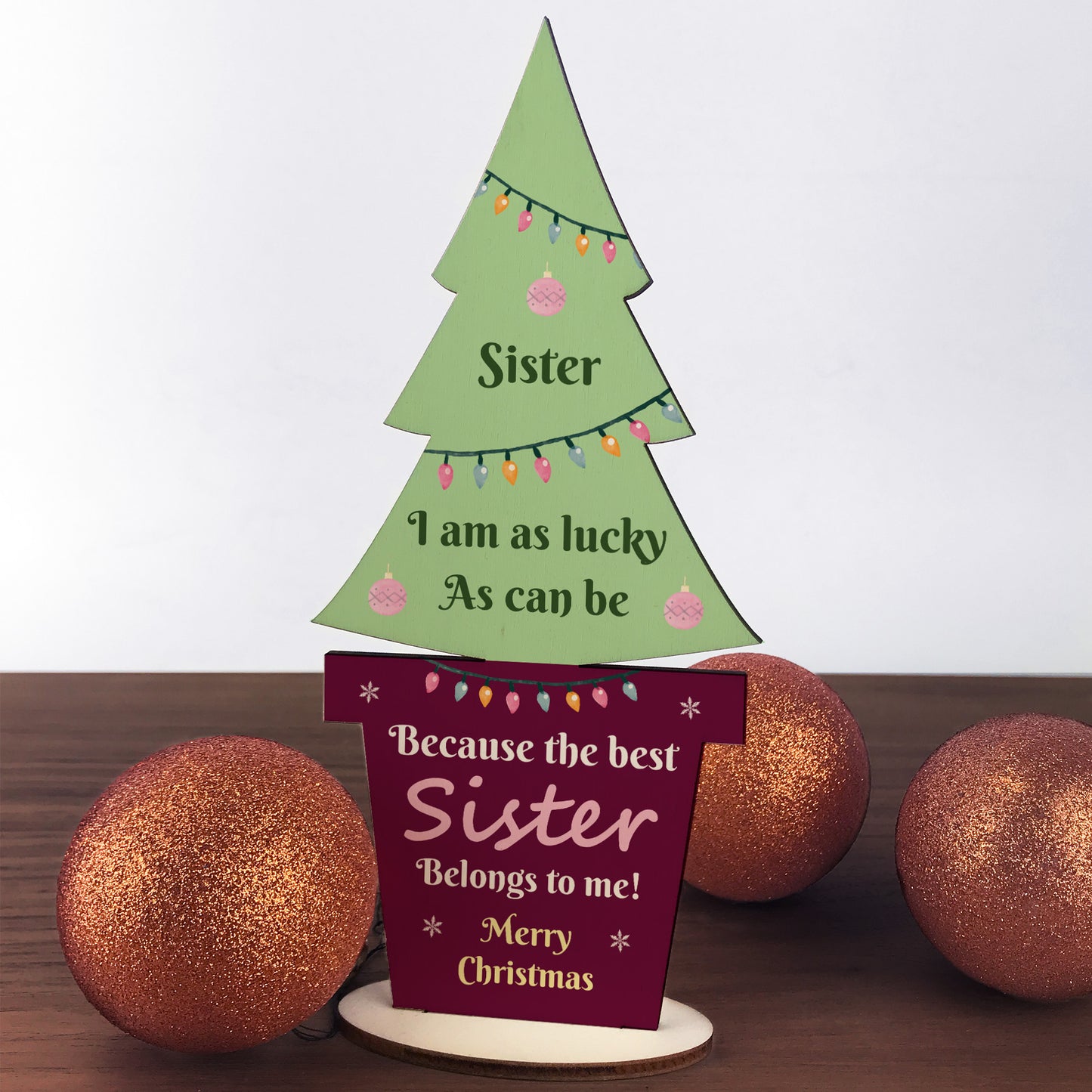 Christmas Gift For Sister Wooden Christmas Tree Thank You Sister
