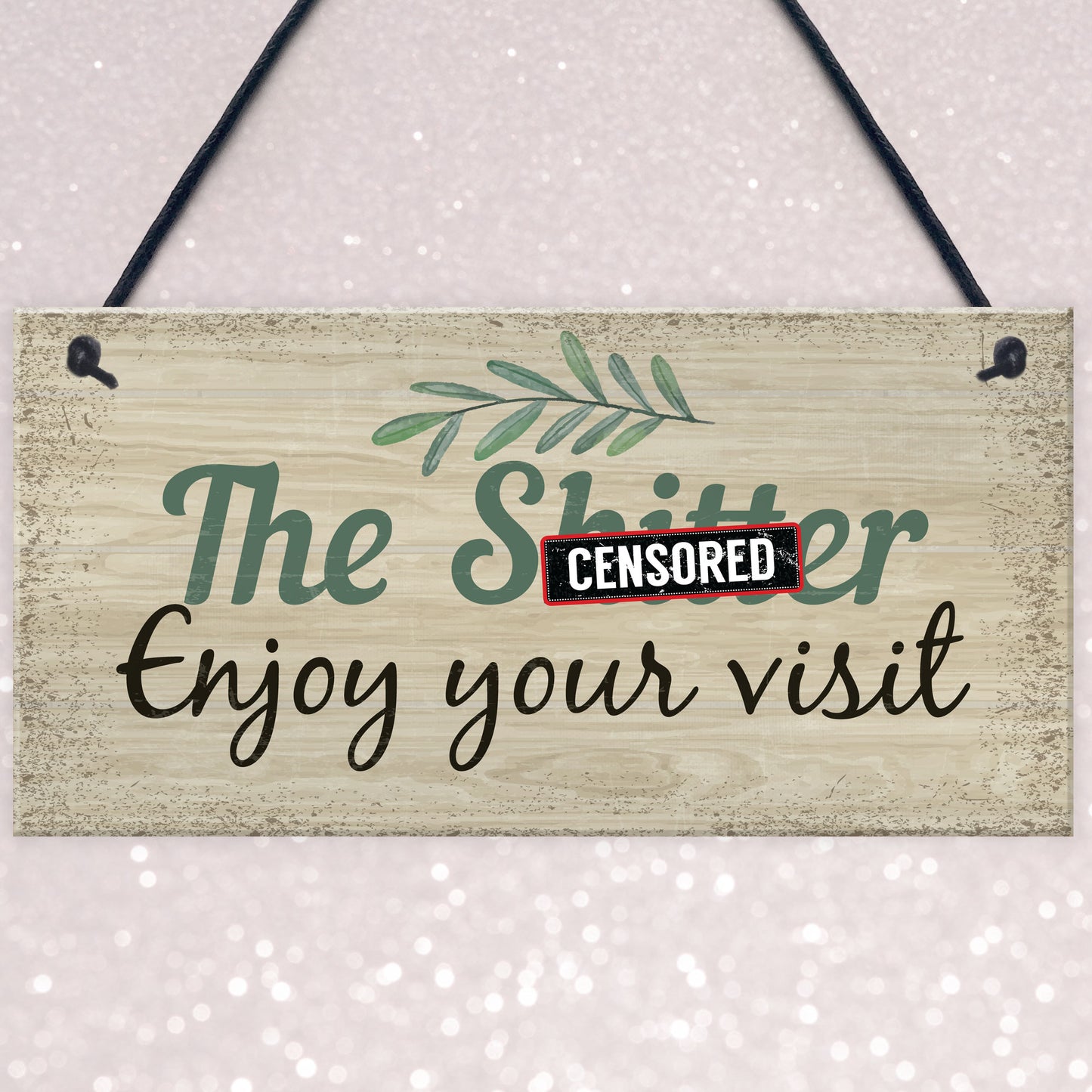 Shabby Chic Welcome Bathroom Sign Funny Hanging Wall Door Plaque