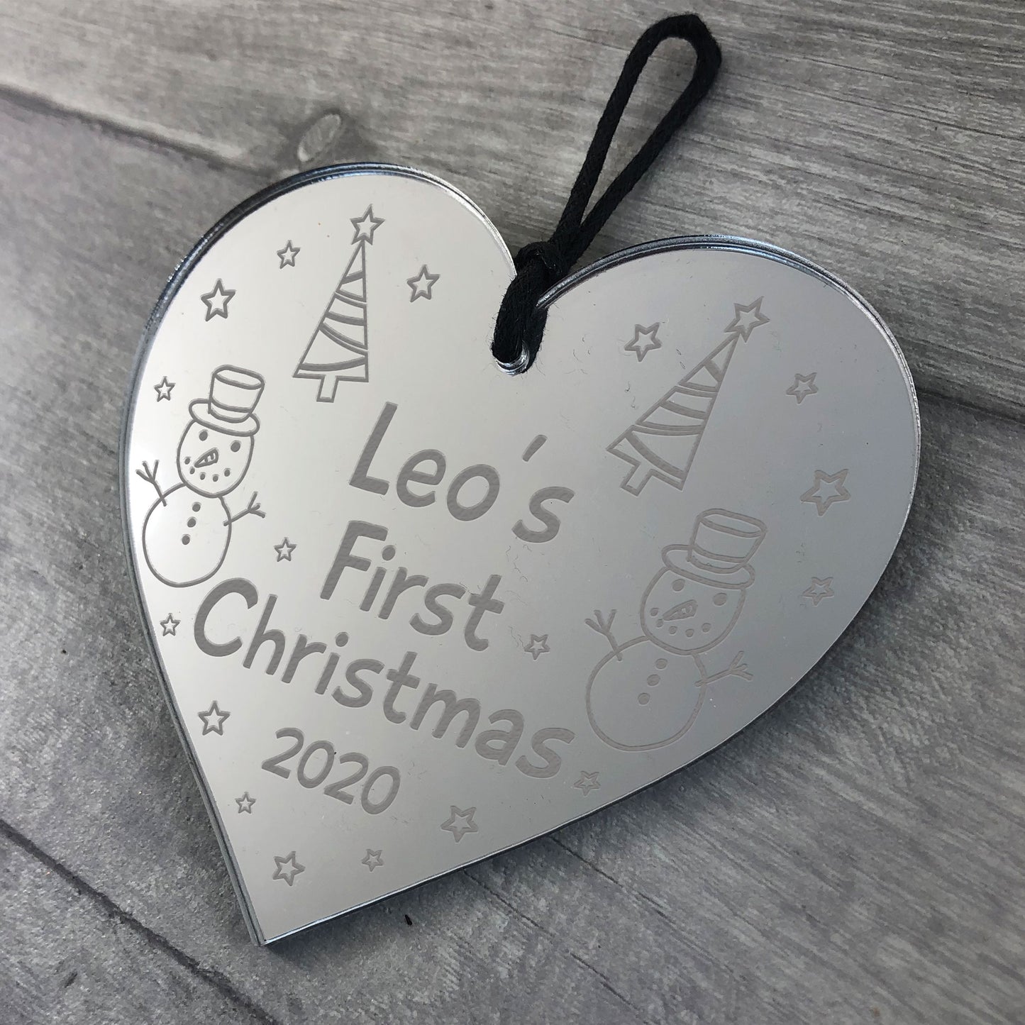 Babys First Christmas PERSONALISED Heart Engraved Bauble