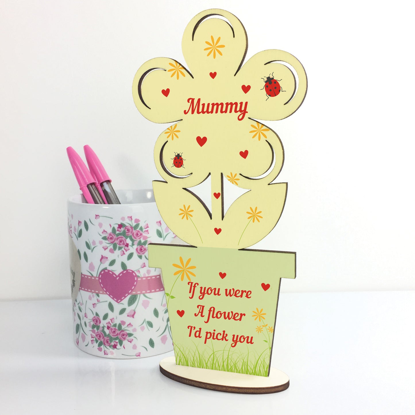 Cute Mothers Day Gift Mummy Plaque Wooden Flower Gift For Mummy