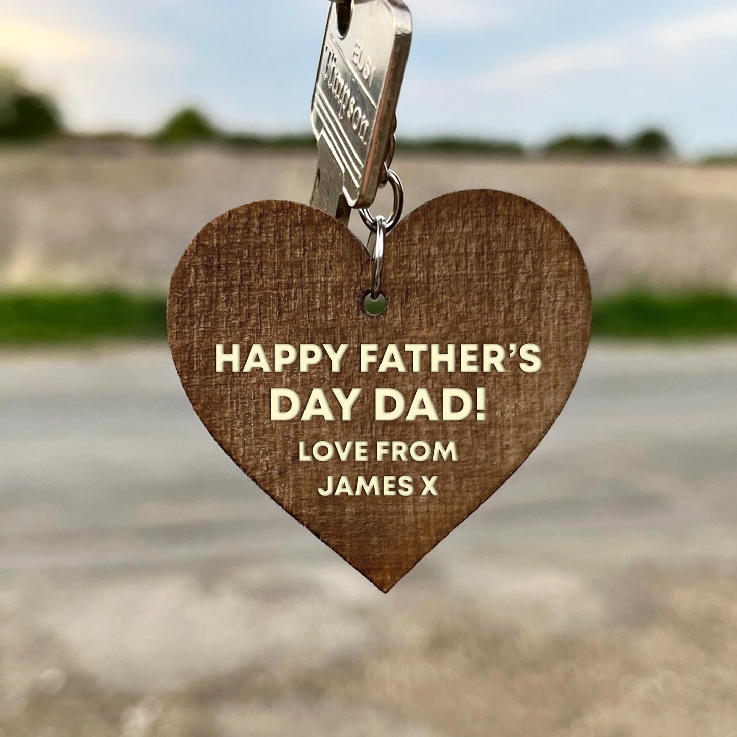 Personalised Fathers Day Engraved Wooden Keyring Gift For Dad