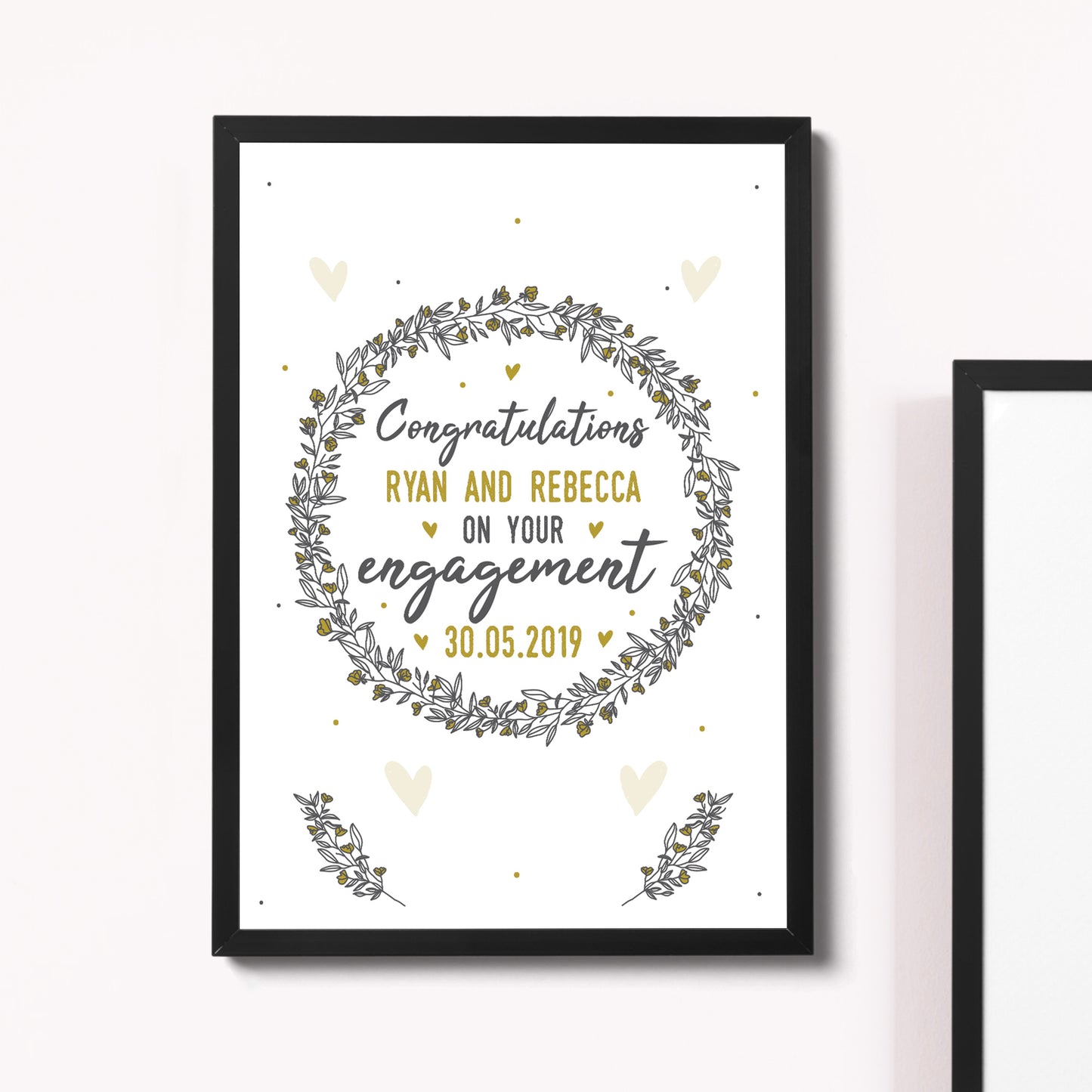 Personalised Engagement Gifts Congratulations Gift Framed Print