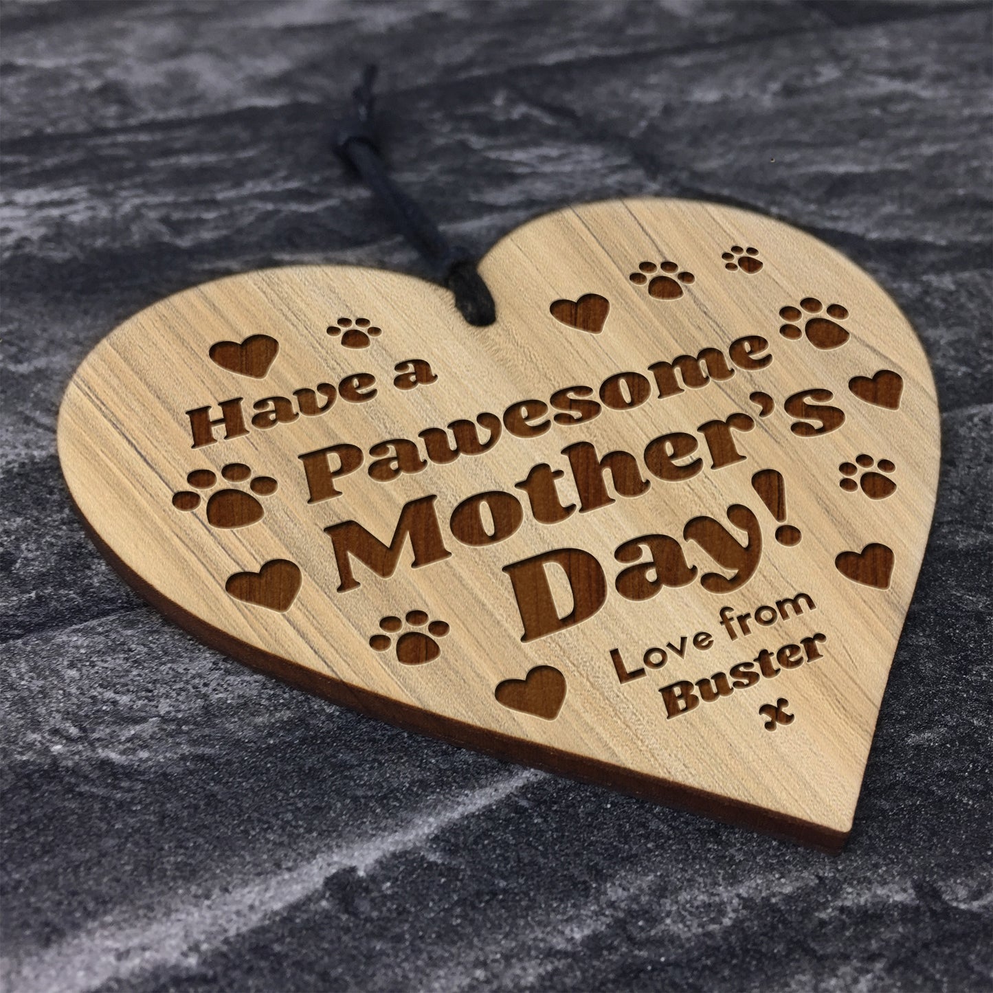 PAWESOME Mothers Day Gift From Dog Personalised Engraved Heart