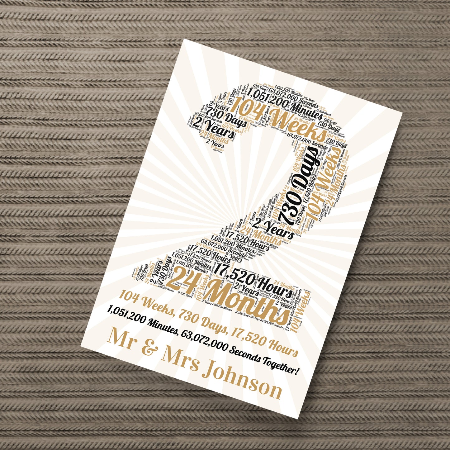 2nd Anniversary Gift For Him Print 2nd Anniversary Gift For Her
