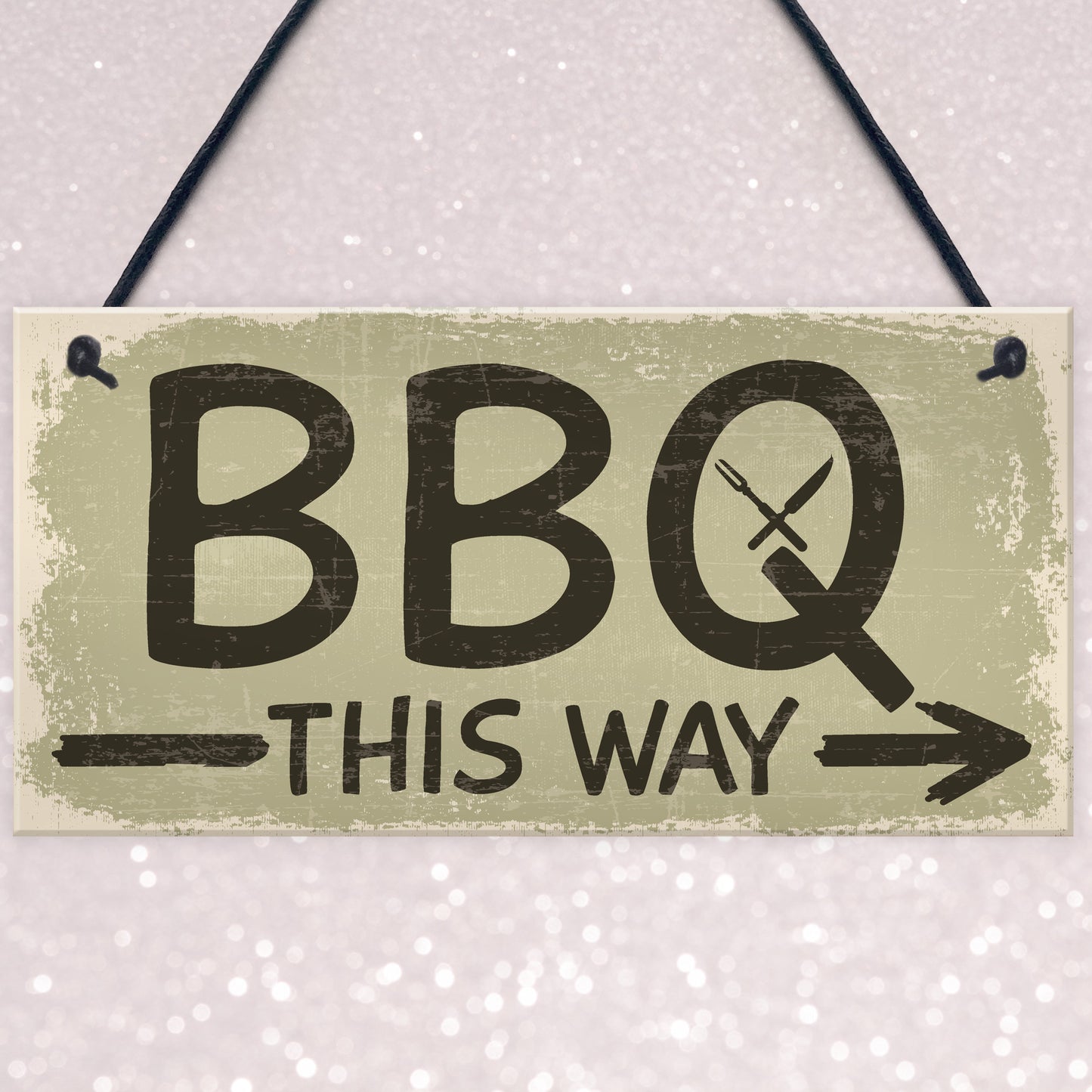 BBQ THIS WAY Garden Shed Sign SummerHouse Hanging Plaque