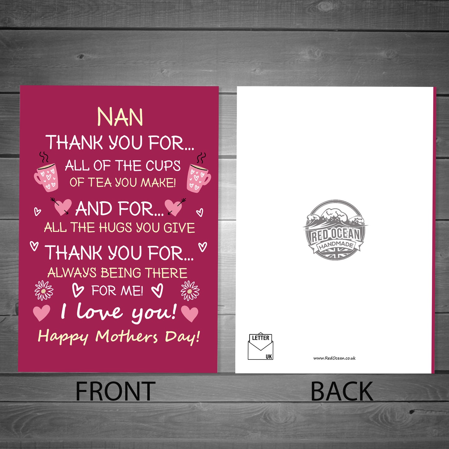 Mothers Day Card For Nan Thank You Card From Granddaughter