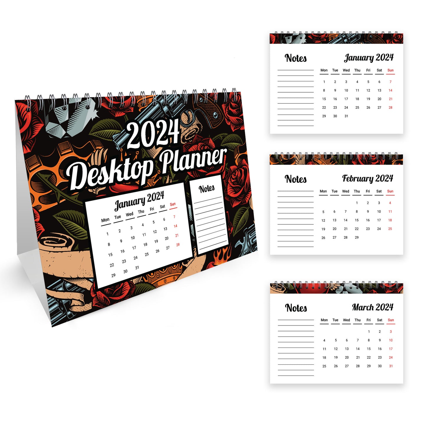 Gift For Men Women 2024 Calendar Month To View Spiral Bound