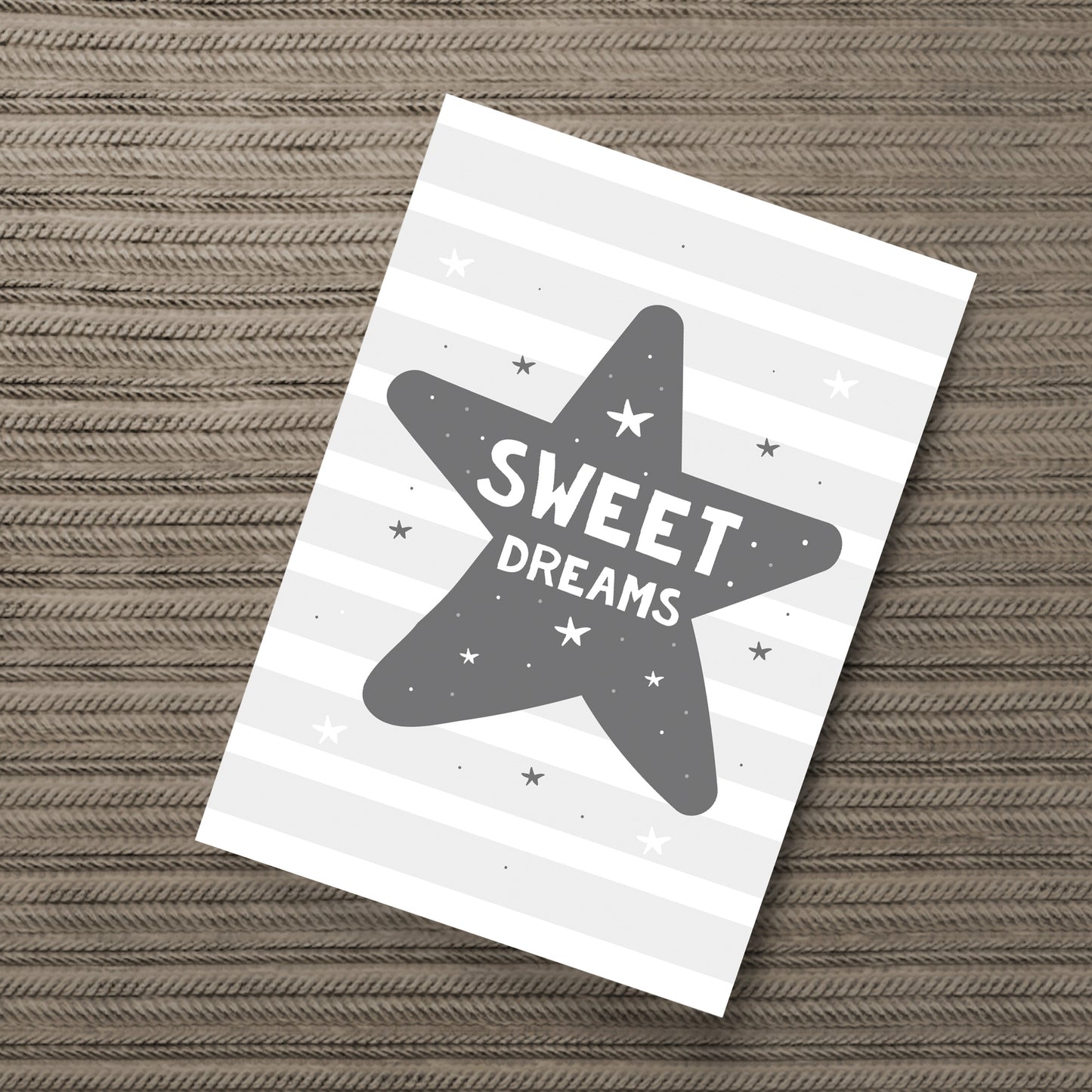 Grey Nursery Print Sweet Dreams Child Baby Room Picture Wall Art