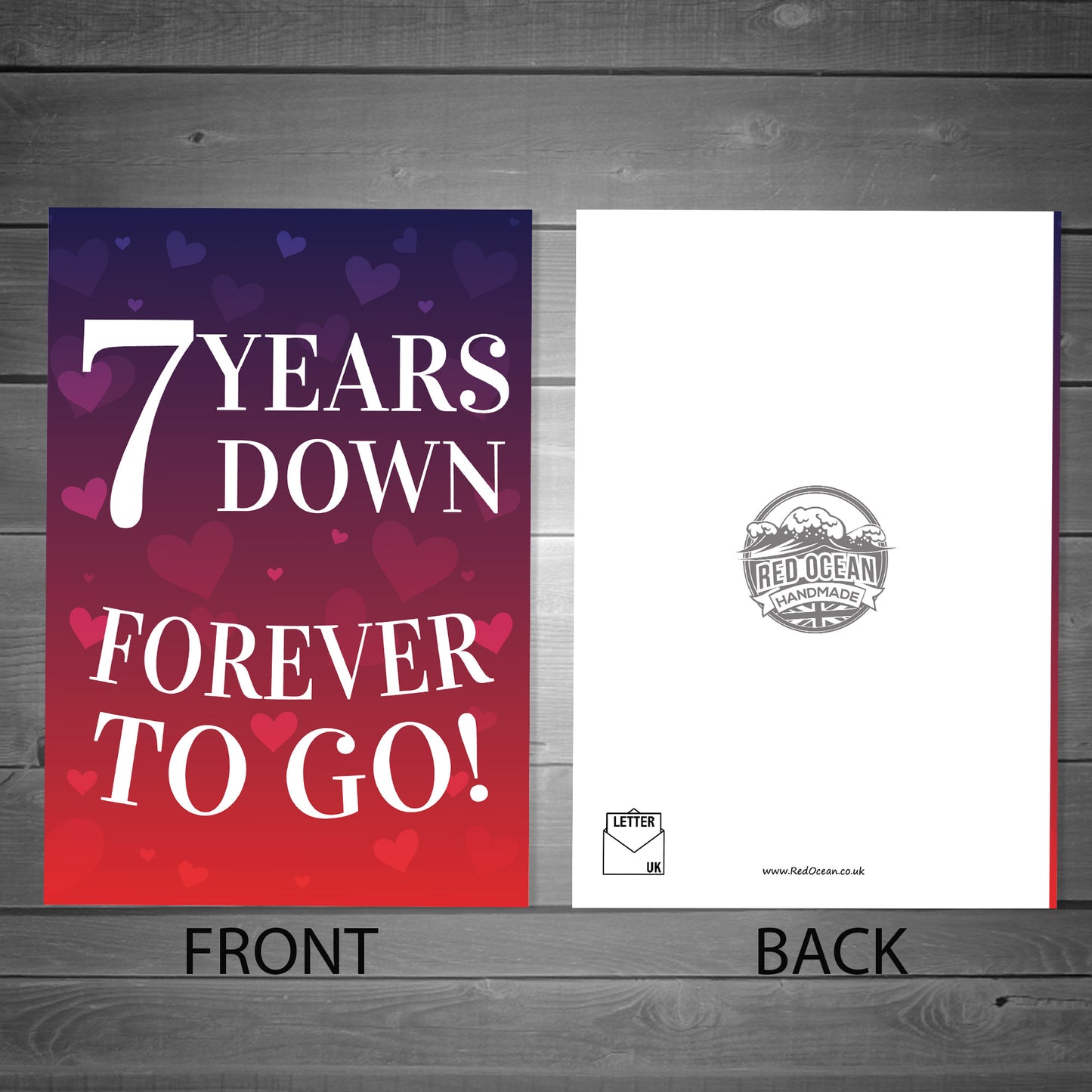 7 Years Down Forever To Go 7th Anniversary Card For Him Her