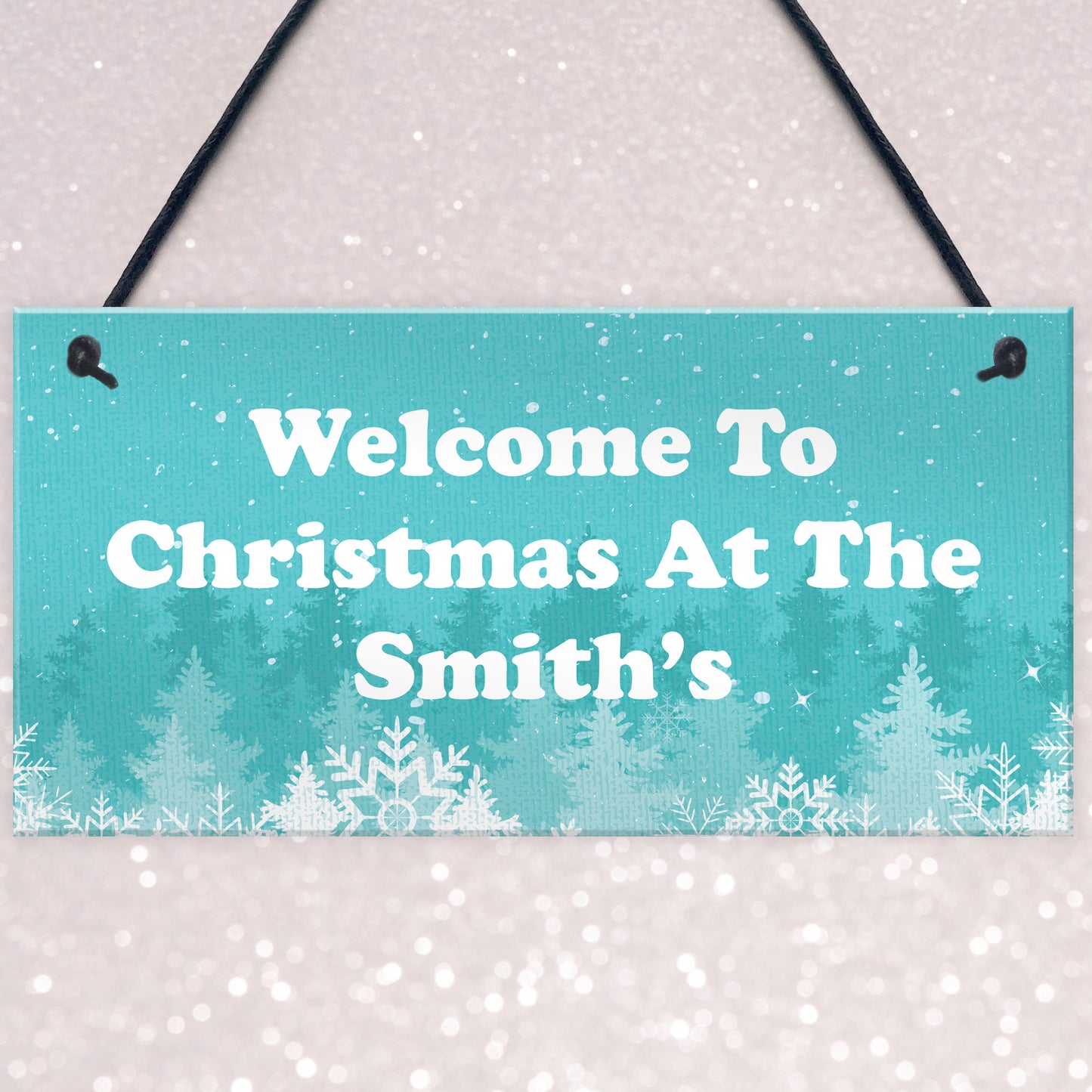 Personalised Hanging Christmas Decoration Welcome 'Surname' Sign