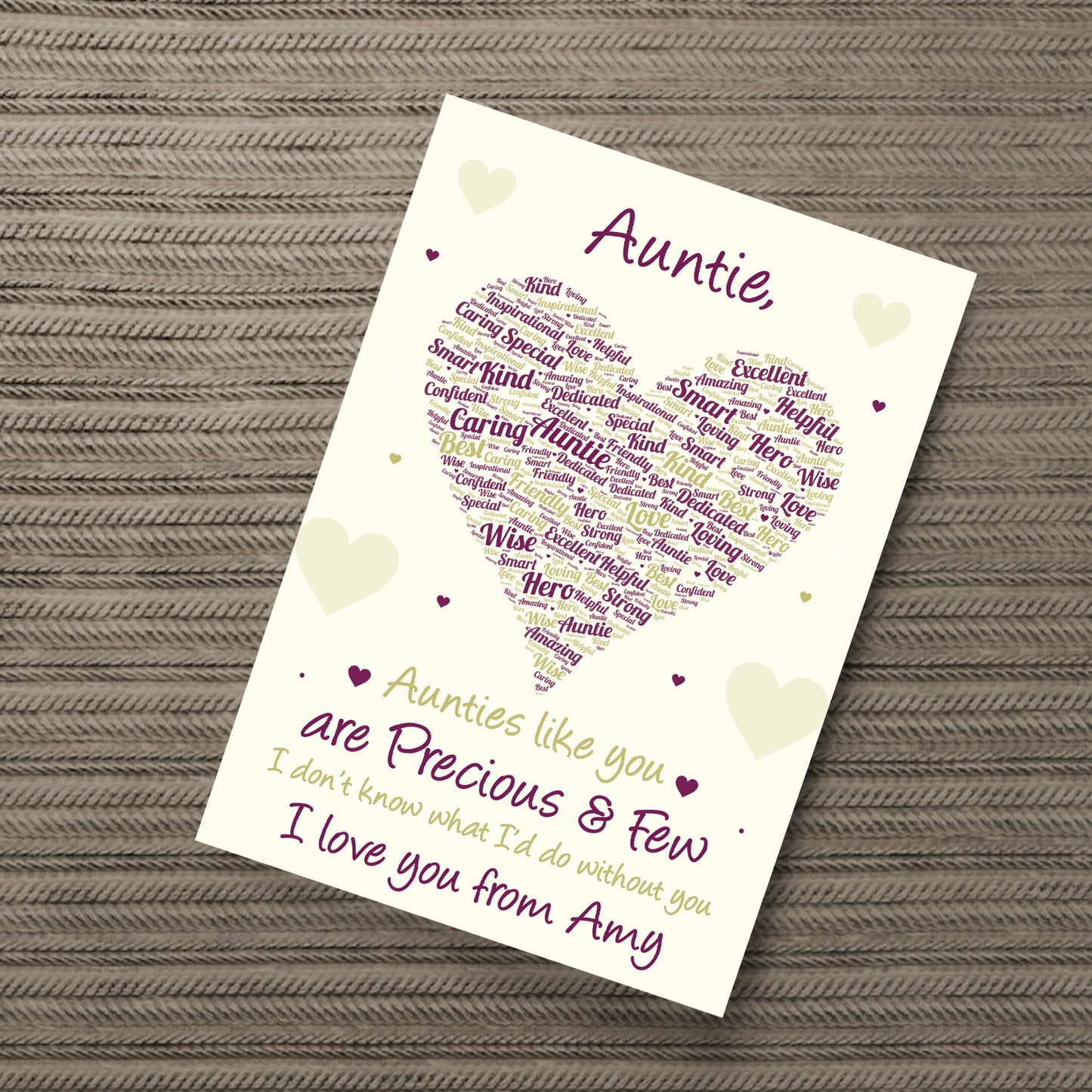 Auntie Poem Word Art Print Birthday Xmas Gift From Niece Nephew