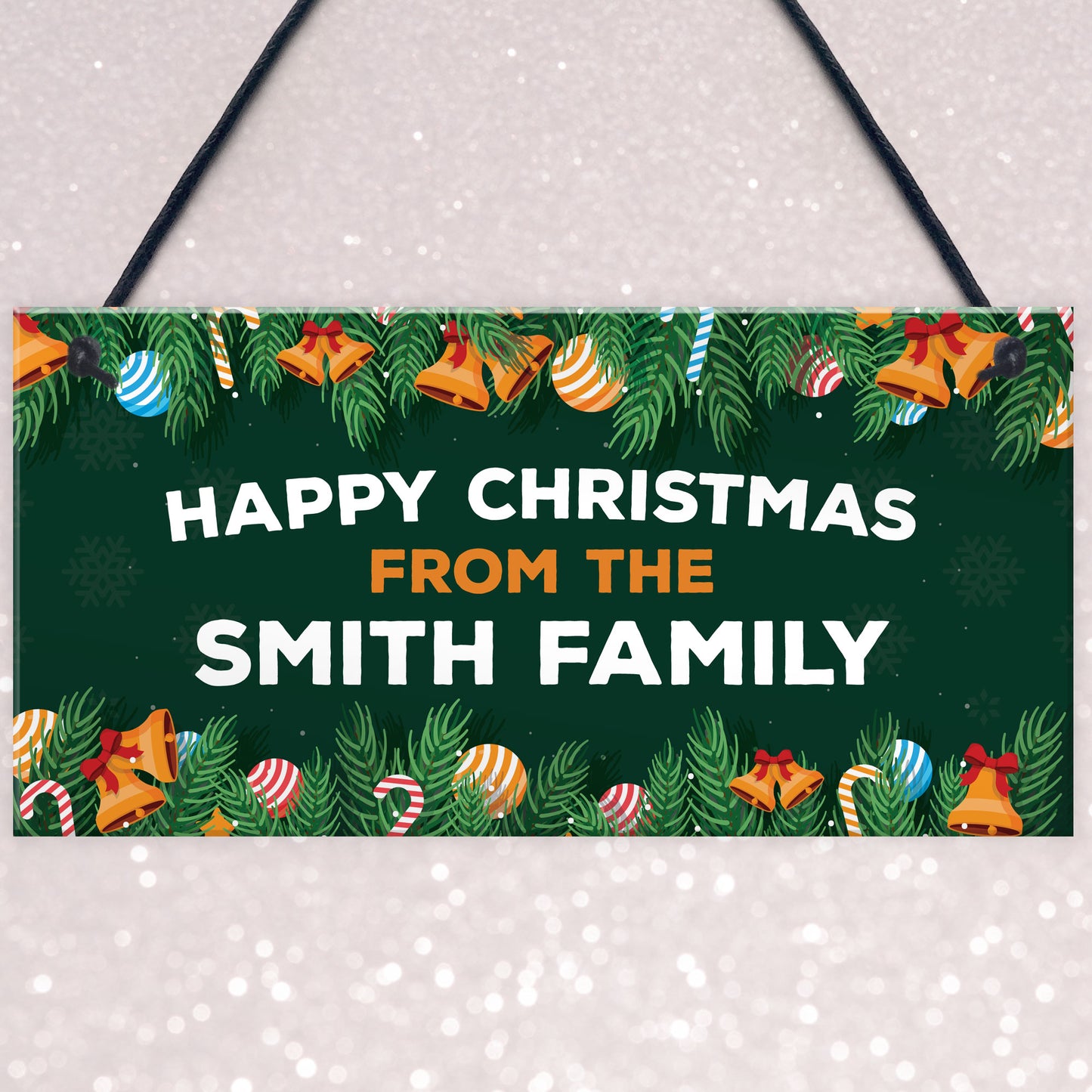 Happy Christmas Sign Personalised Family Plaque Christmas Sign