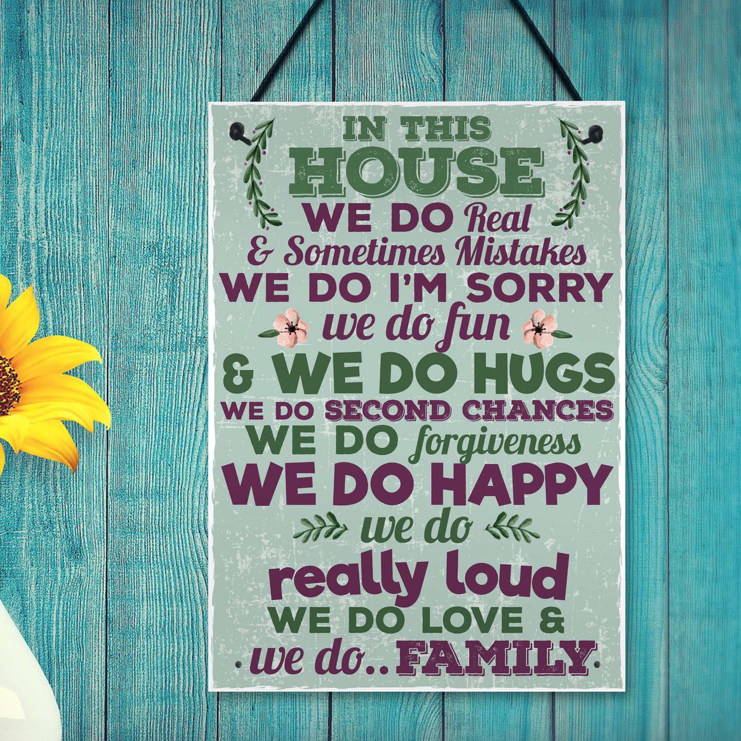 In This House We Do Family Wall Art Sign Plaque Mum Dad Birthday
