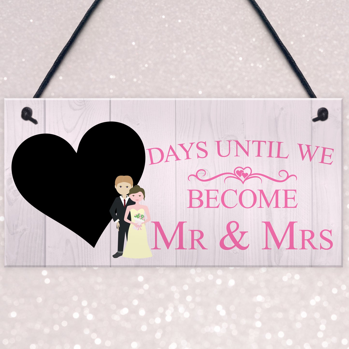 Countdown Days Unitl Mr & Mrs Couple Chalkboard Wedding Sign