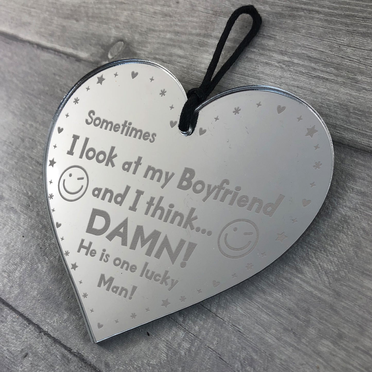 Funny Boyfriend Gift For Christmas Birthday Engraved Heart Joke